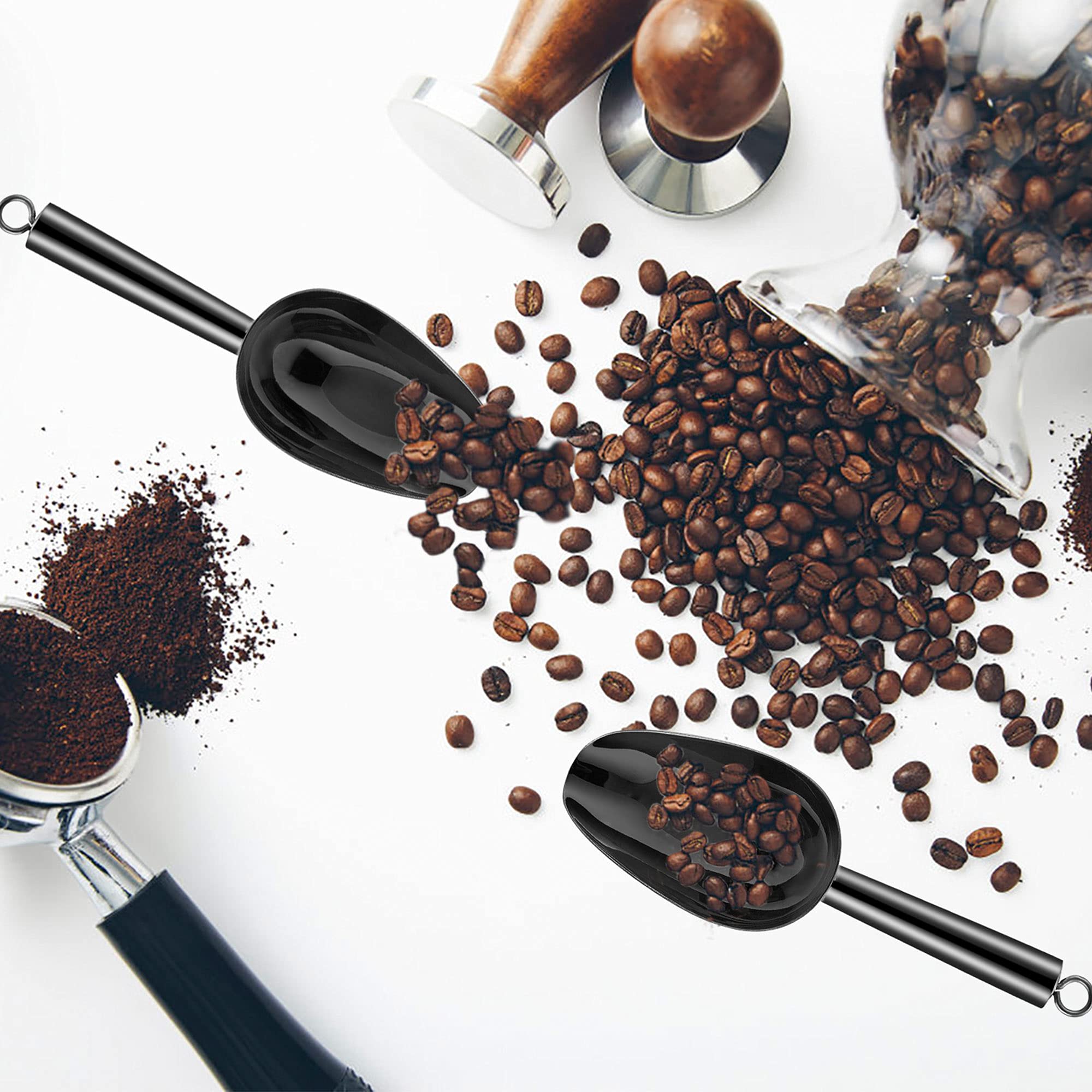 Teamfar Mini Scoop Set Of 4, 3 Oz Stainless Steel Small Canister Scoops, Black Candy Utility Scoops For Scooping Coffee Bean/Sug
