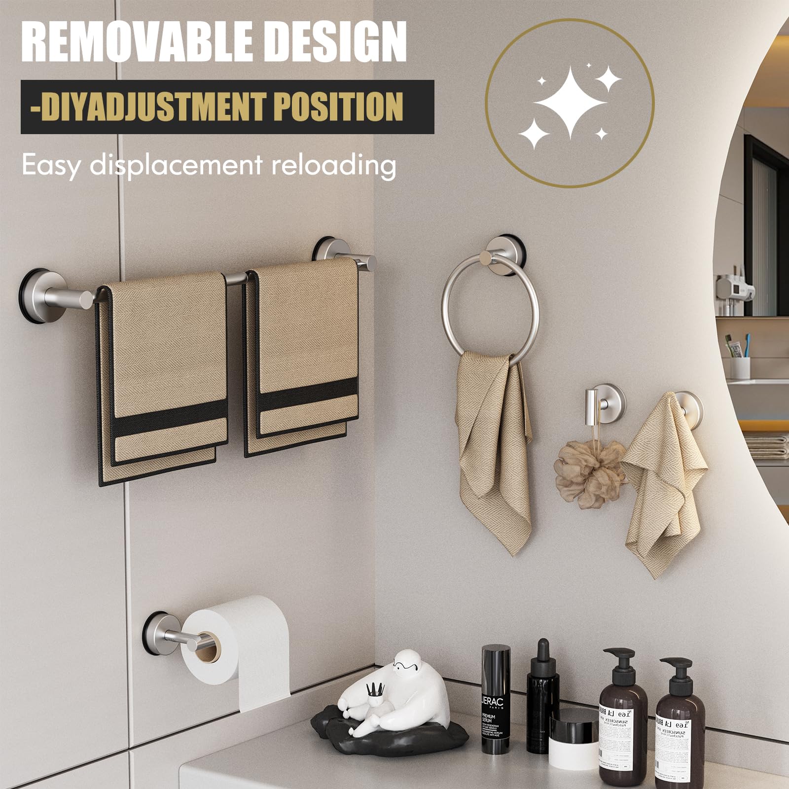 Bkv Suction Cup Toilet Paper Holder,Sus 304 Stainless Steel Toilet Paper Holder Wall Mount For Bathroom,Kitchen-Brushed Nickel S