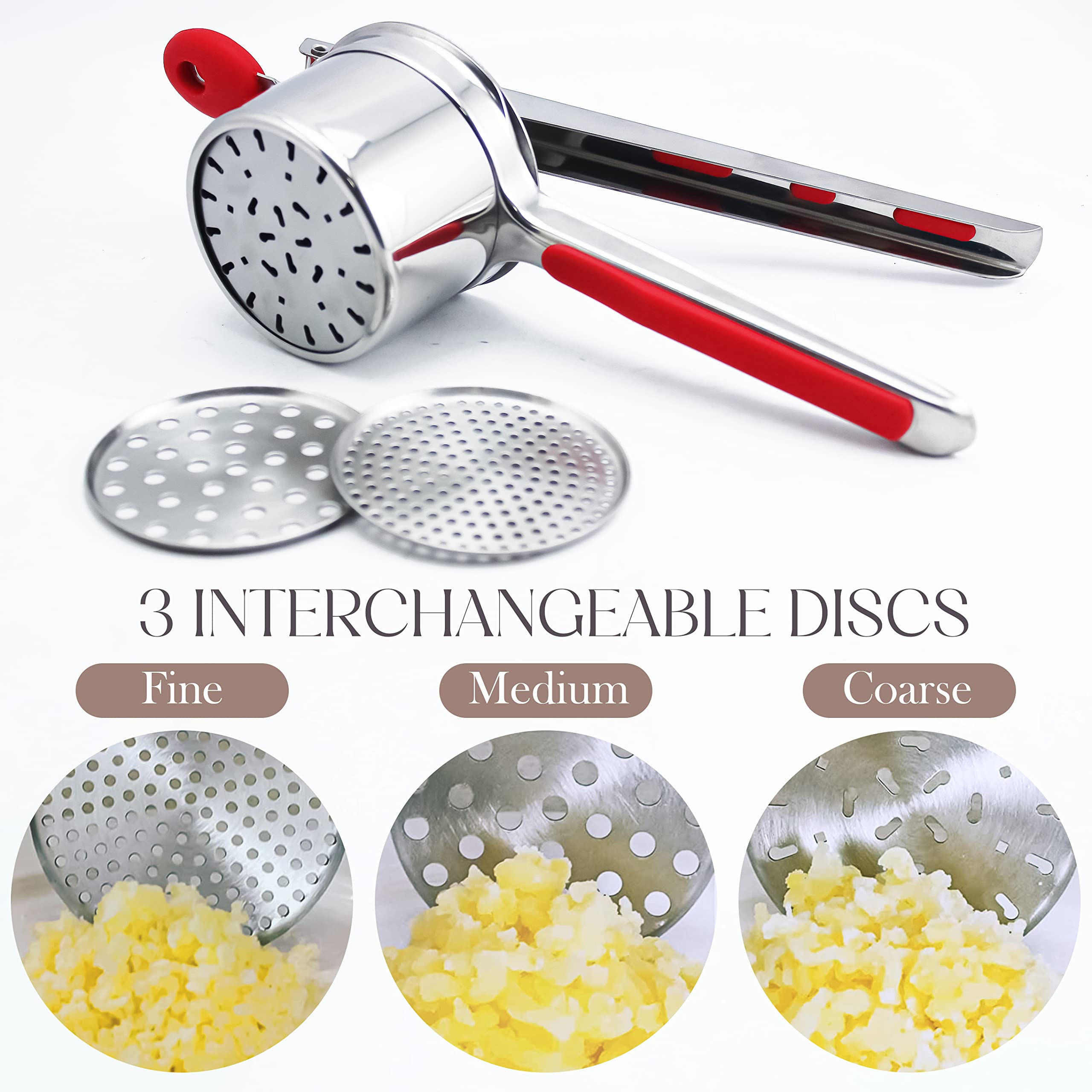 Bellemain Potato Ricer 15 Oz With 3 Interchangeable Discs | Mash Potato Masher Stainless Steel, Sweet Potato Masher Kitchen Tool