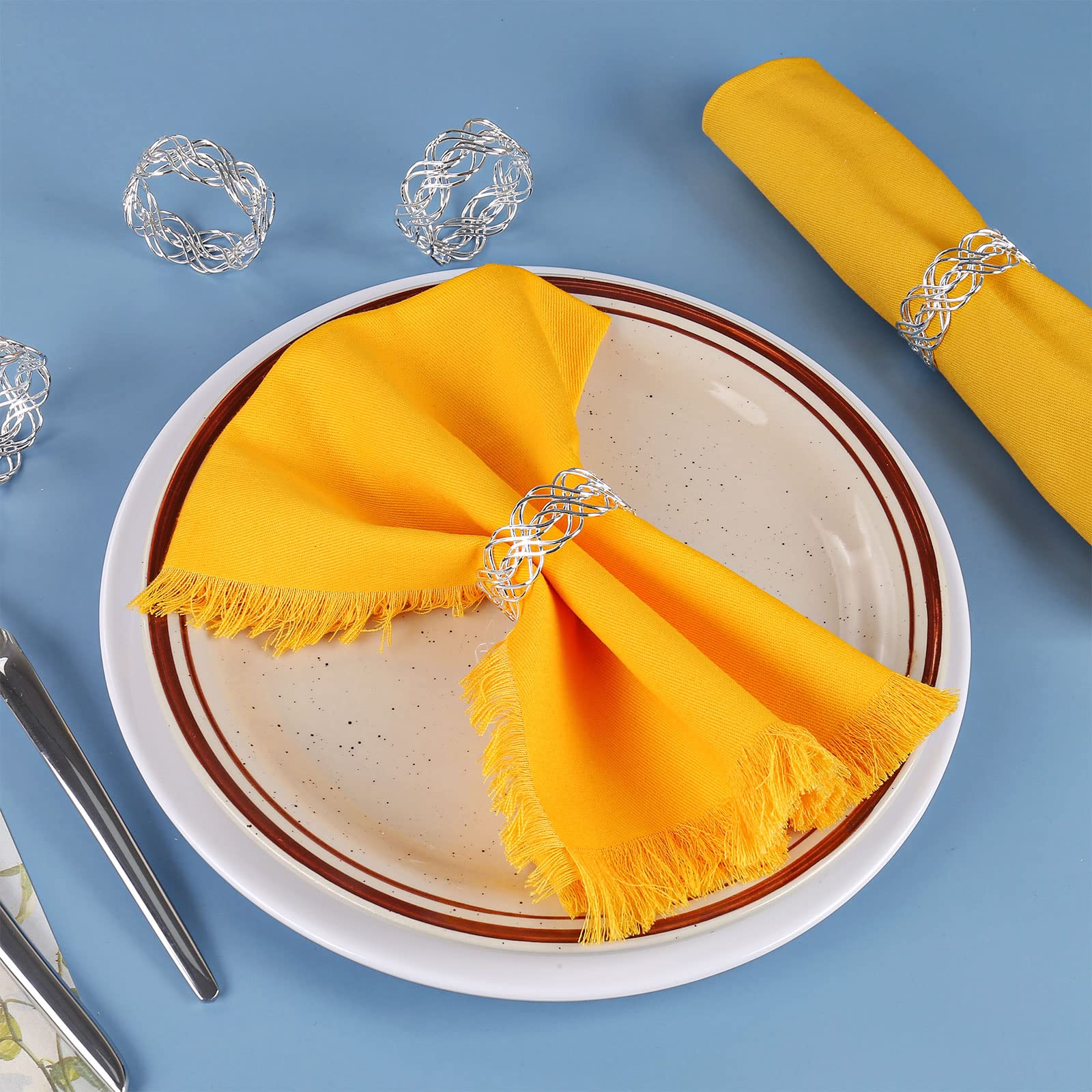 Loghog Alloy Gold Napkin Rings Set Of 12, Delicate Twined Napkin Holder Ring Buckles Ideal Table Setting Decor For Wedding, Part