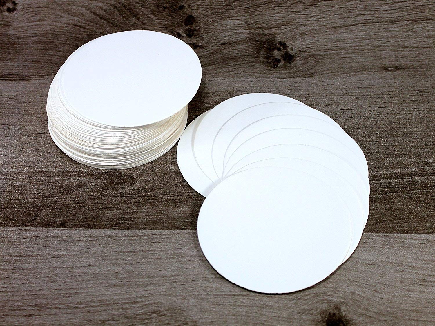 Esplanade Disposable Paper Coasters With Wooden Stand - Use And Throw Reversible Round Paper Coasters - Set Of 500 - White