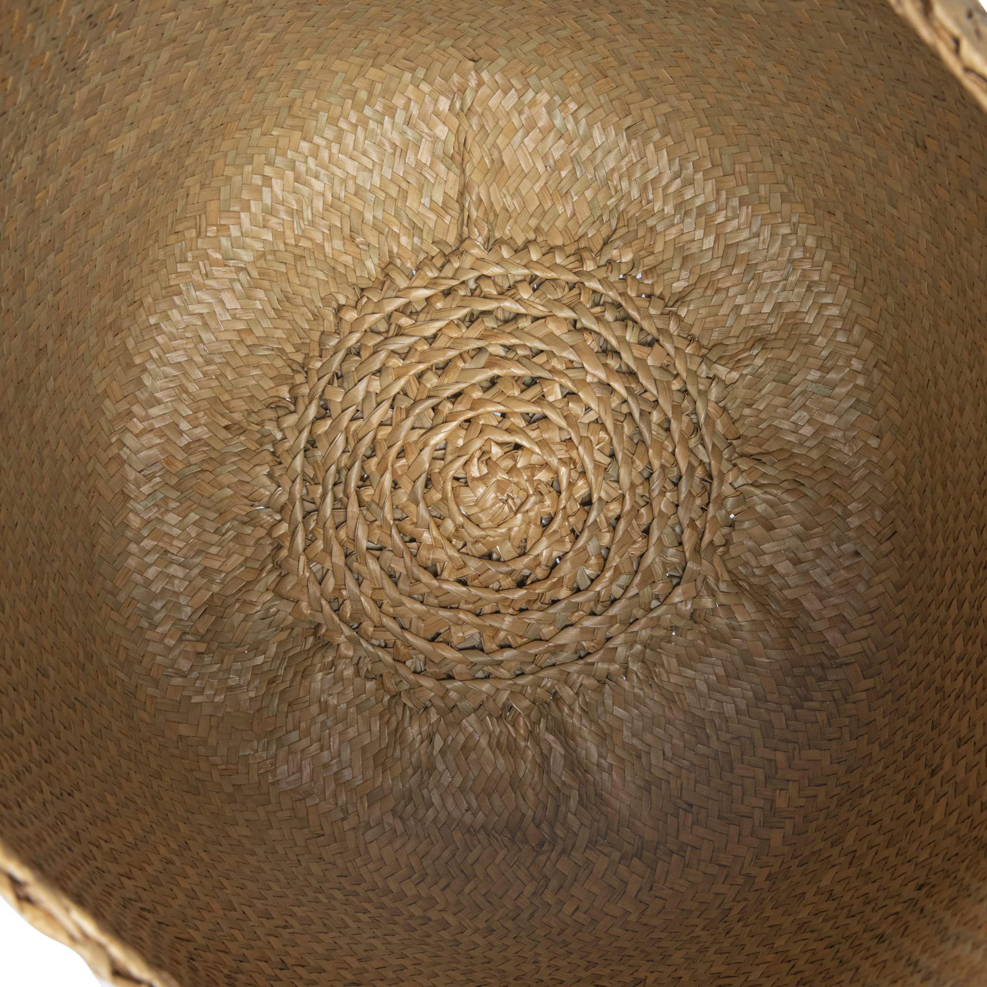 Creative Co-Op Beige Woven Seagrass Basket With Handles (Set Of 2 Sizes)