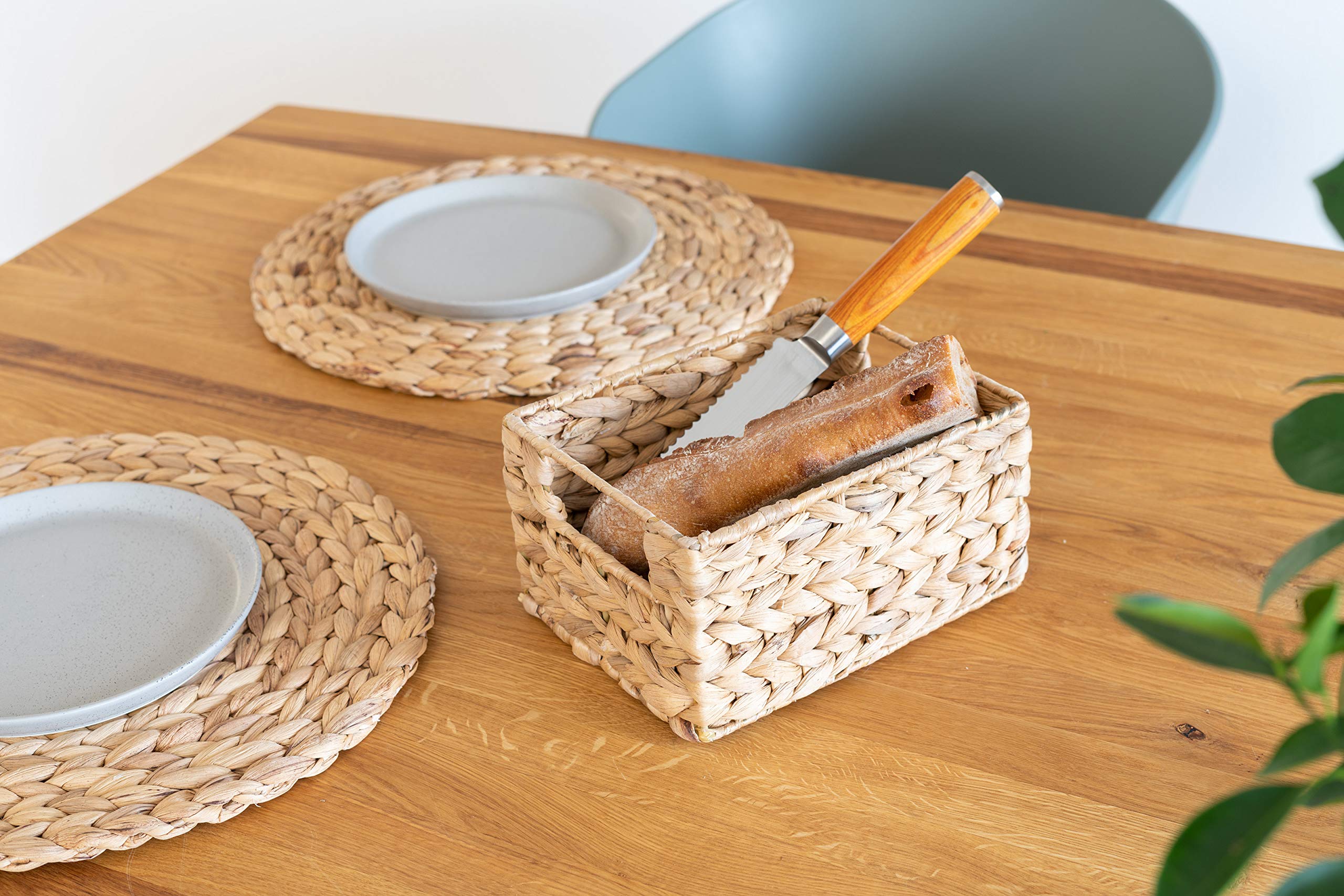 Decorasian Basket Storage Braided From Water Hyacinth - Seagrass Rectangular - 37 Cm X 3 Pieces