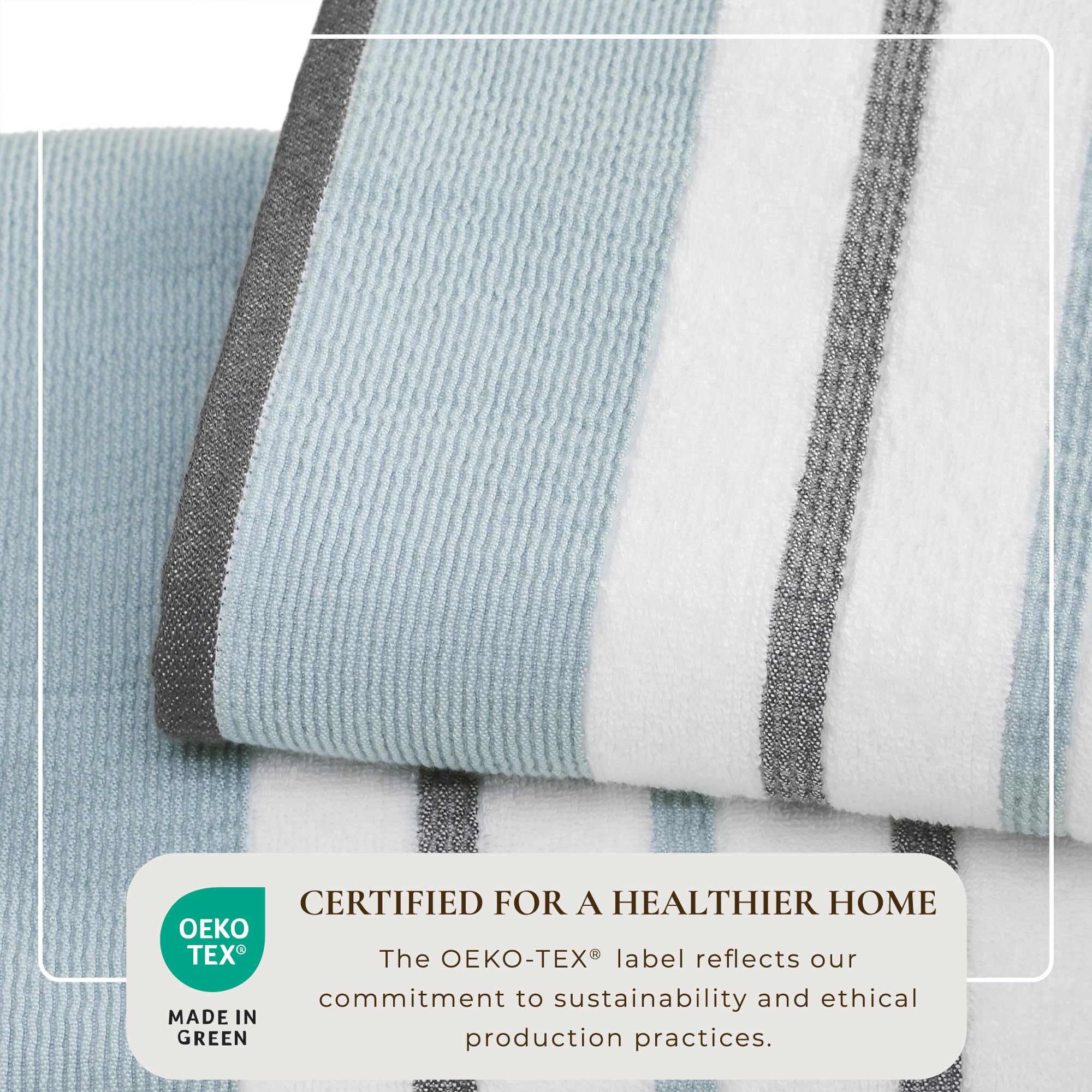 Great Bay Home 6-Piece Luxury Hotelspa Cotton Striped Towel Set, 500 Gsm Includes Bath Towels, Hand Towels And Washcloths Noelle