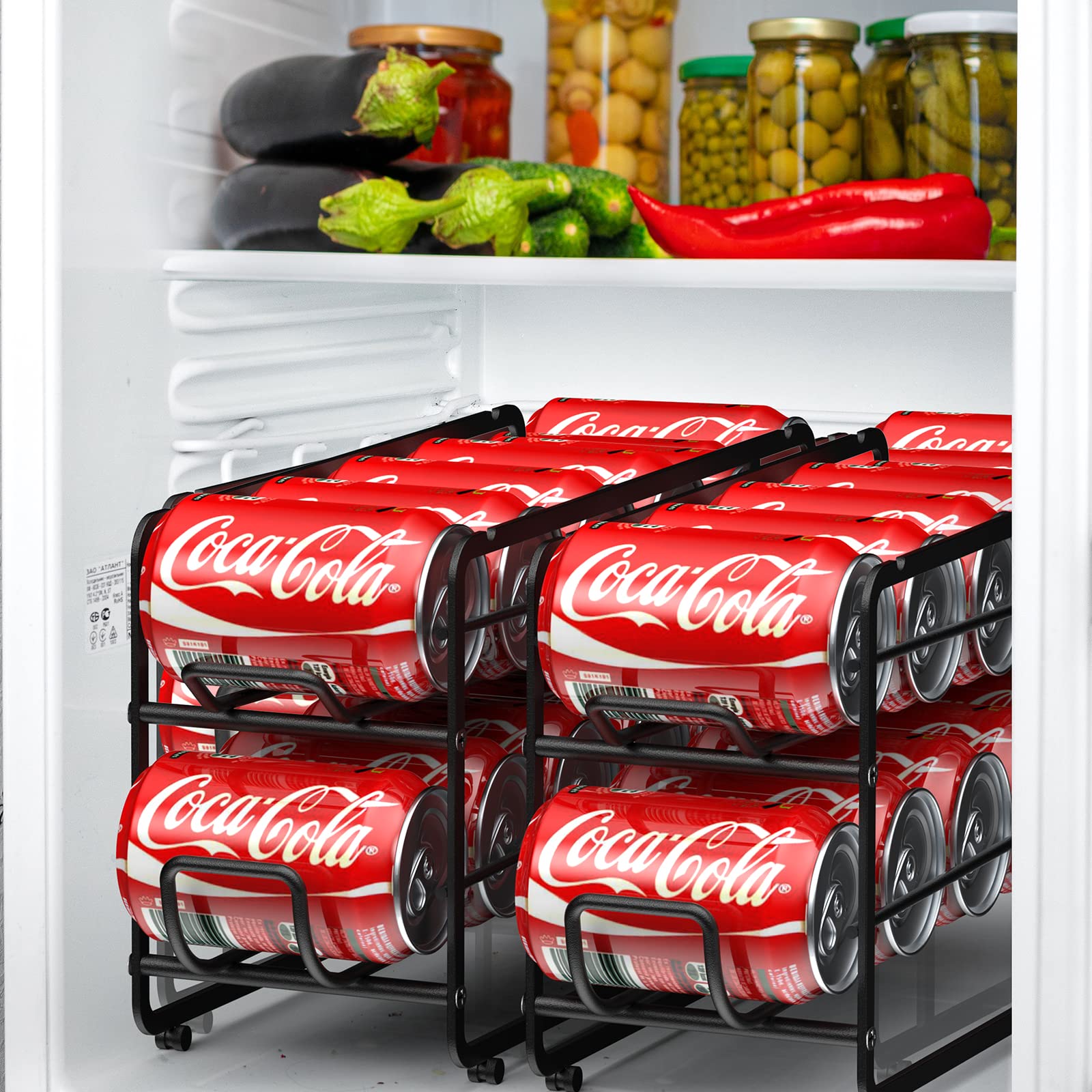 Canyave Soda Can Organizer Storage Rack, 2 Pack Stackable Beverage Soda Can Dispenser Organizer Holder For Refrigerator, Cabinet