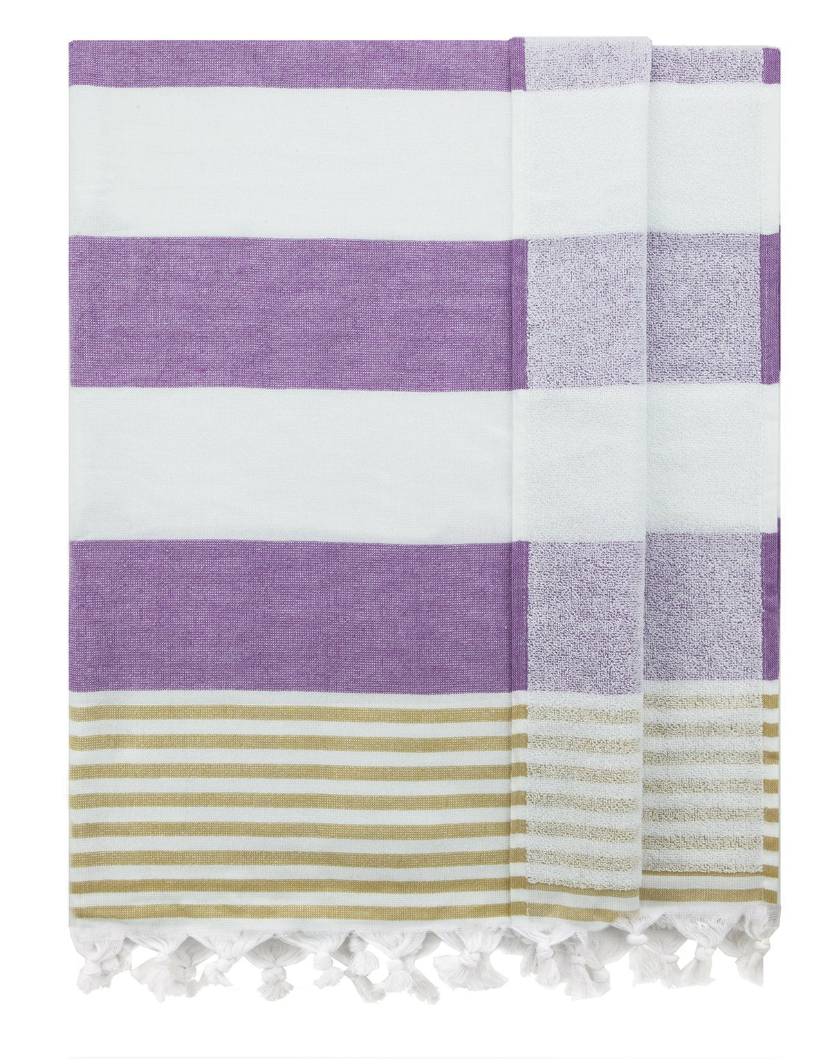 Eshma Mardini Bath & Beach Towel,%100 Cotton Peshtemal, Pool, Spa, Sauna, Hot Yoga Towel (Double Sided) (Purple - Yellow)