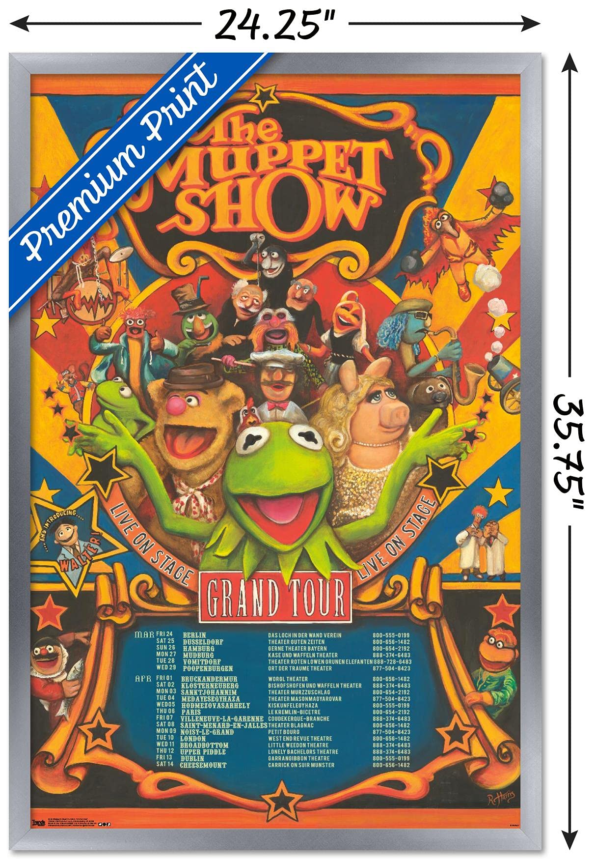 Trends International Disney The Muppets: Most Wanted - Grand Tour Wall Poster, 22.375'' X 34'', Silver Framed Version