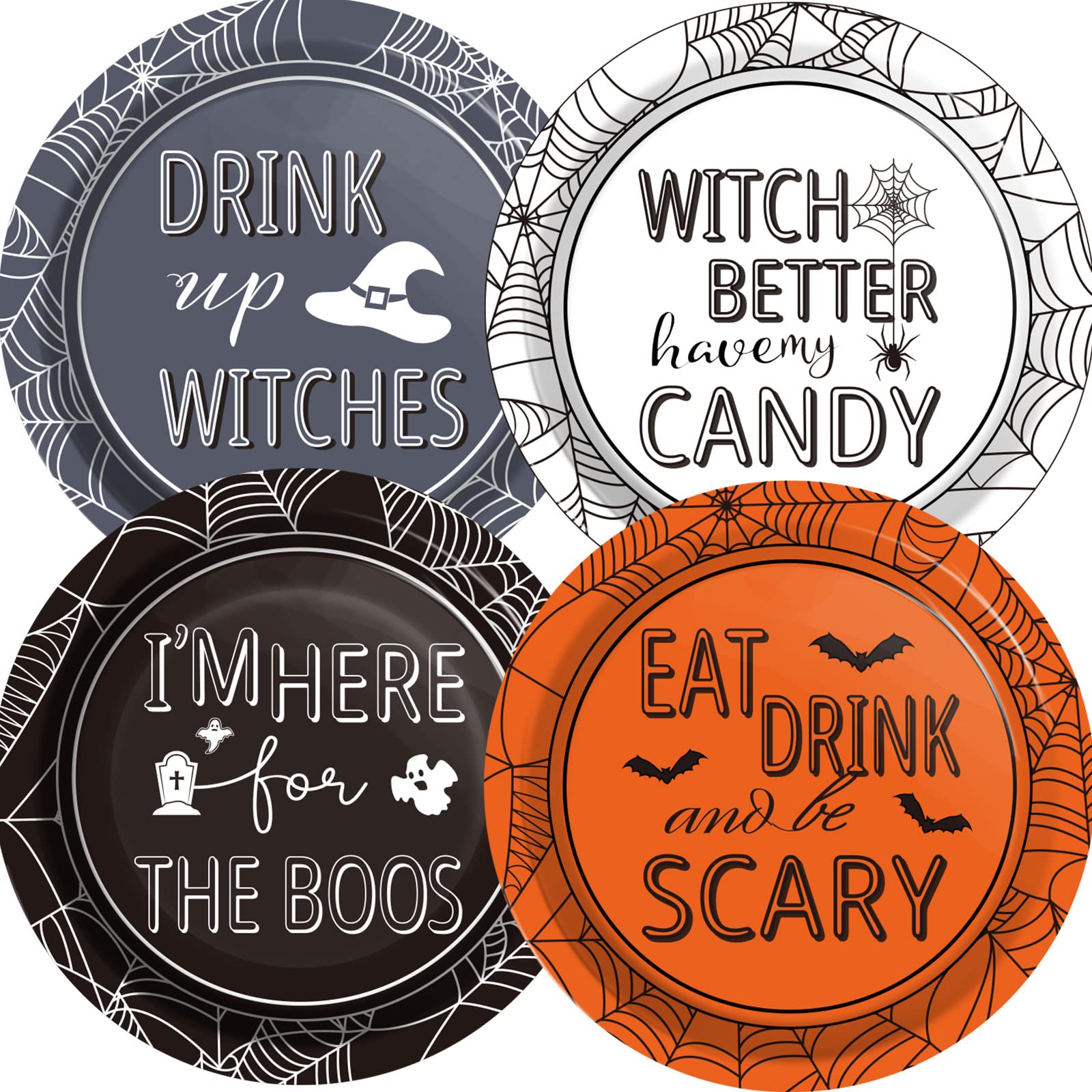 Halloween Party Paper Plates Supplies 7'' Disposable Witch Party Dessert Plates Tableware Set Decorations For Birthday Funny Hal