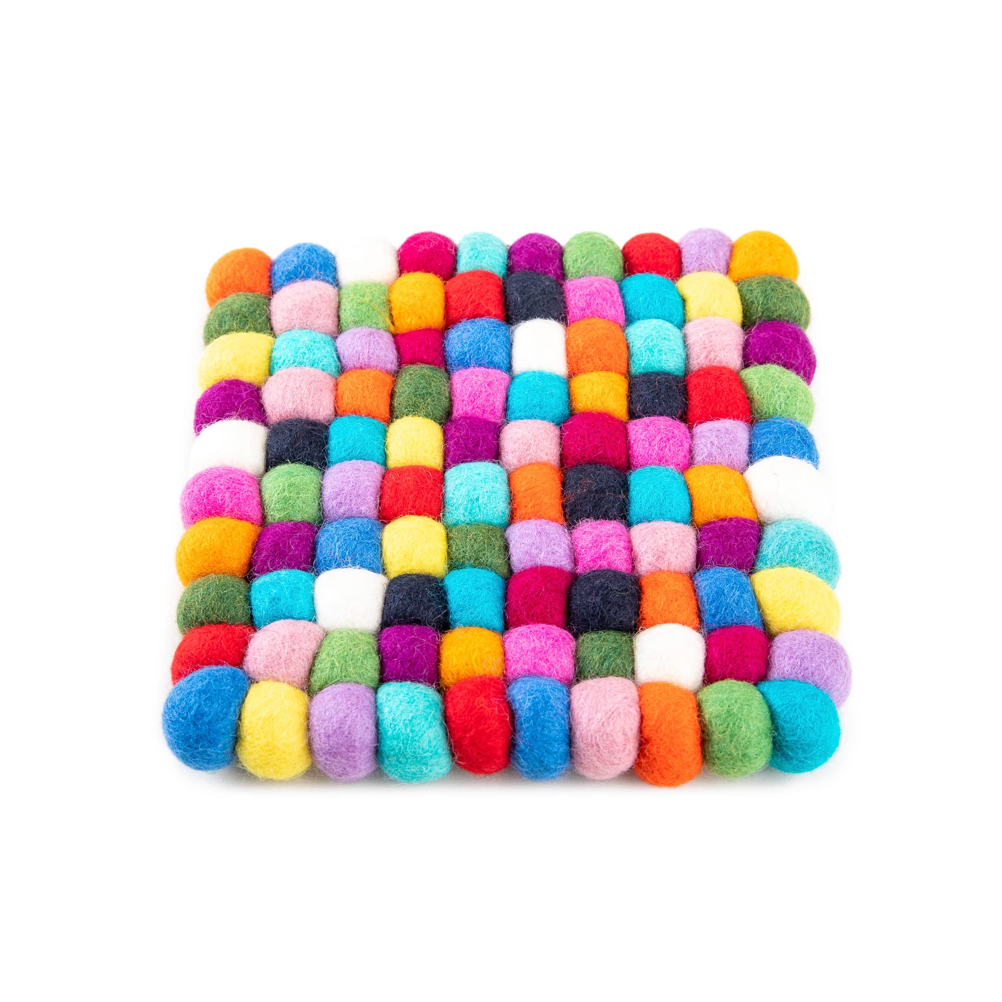 Woolygon Felt Trivet Pot Mat - Protect Your Table - Hand-Felted In Nepal, Multicolor 16Cm - Cute And Durable Heat-Resistant