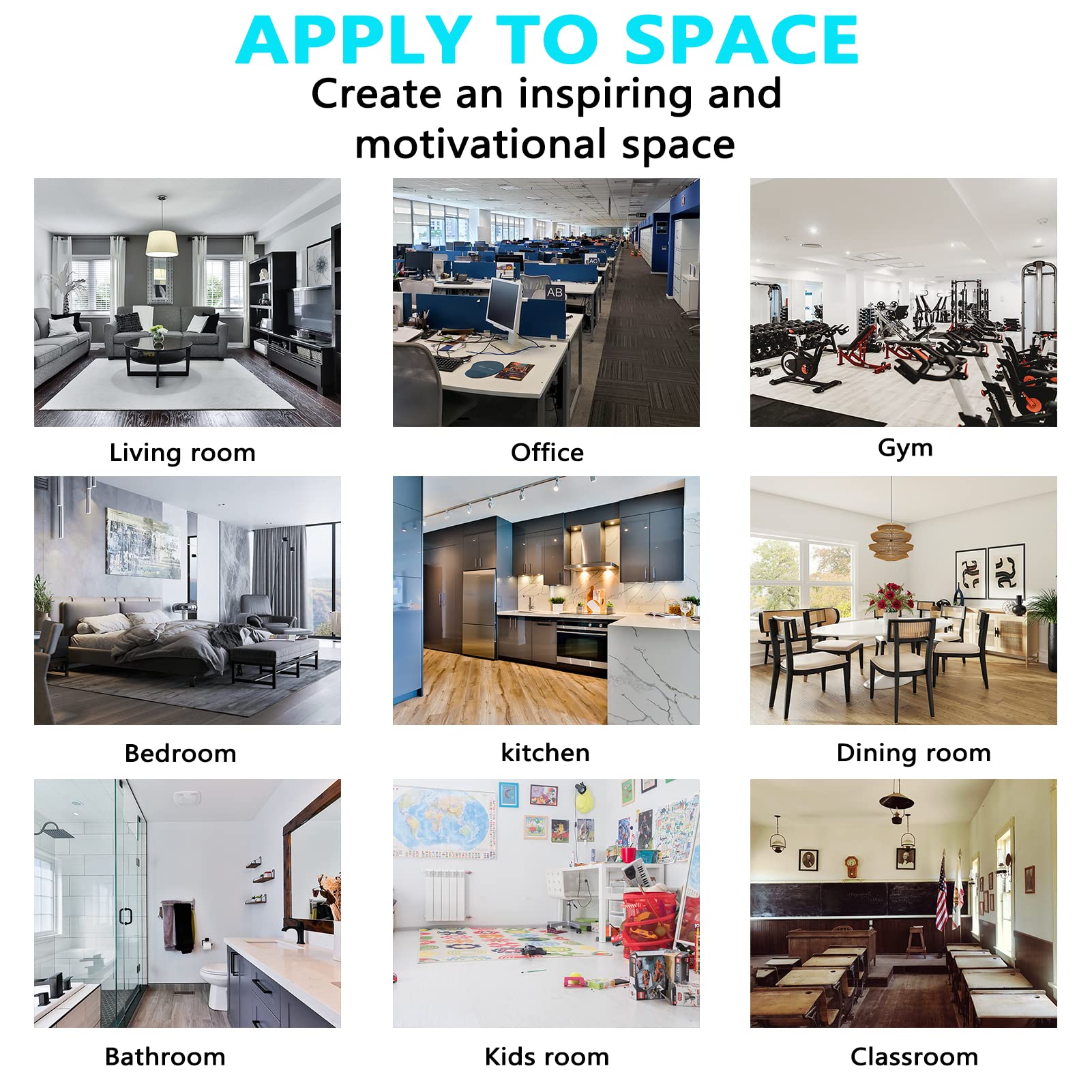 Inspirational Wall Stickers, Quotes Wall Decals, (Easy To Apply), Vinyl Art Decor Motivational Gym Office Bedroom Classroom Scho