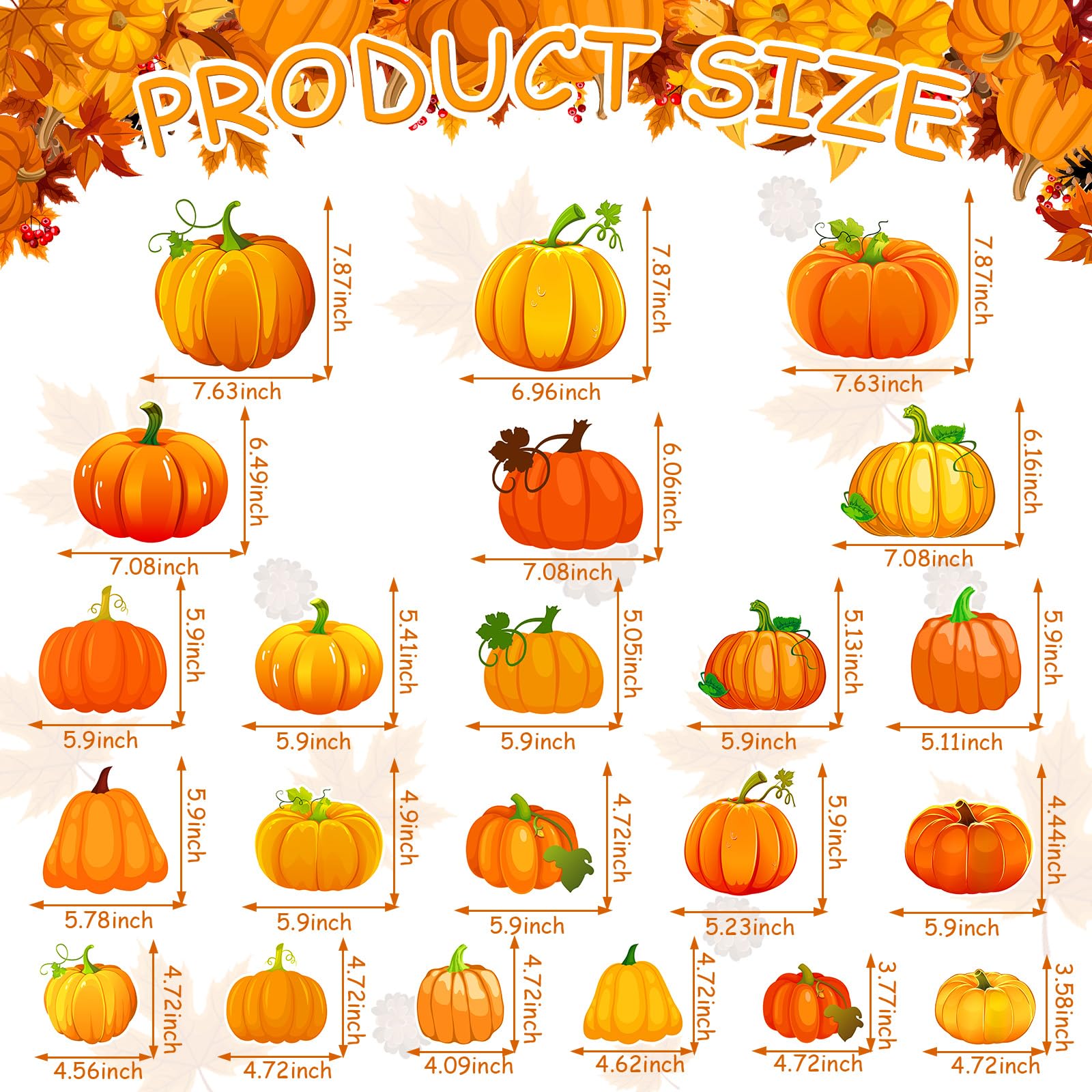 JULMELON Fall Pumpkin Magnets, 22pcs Thanksgiving Autumn Pumpkin Magnets Stickers Decorations Accessories for Fall Halloween Tha