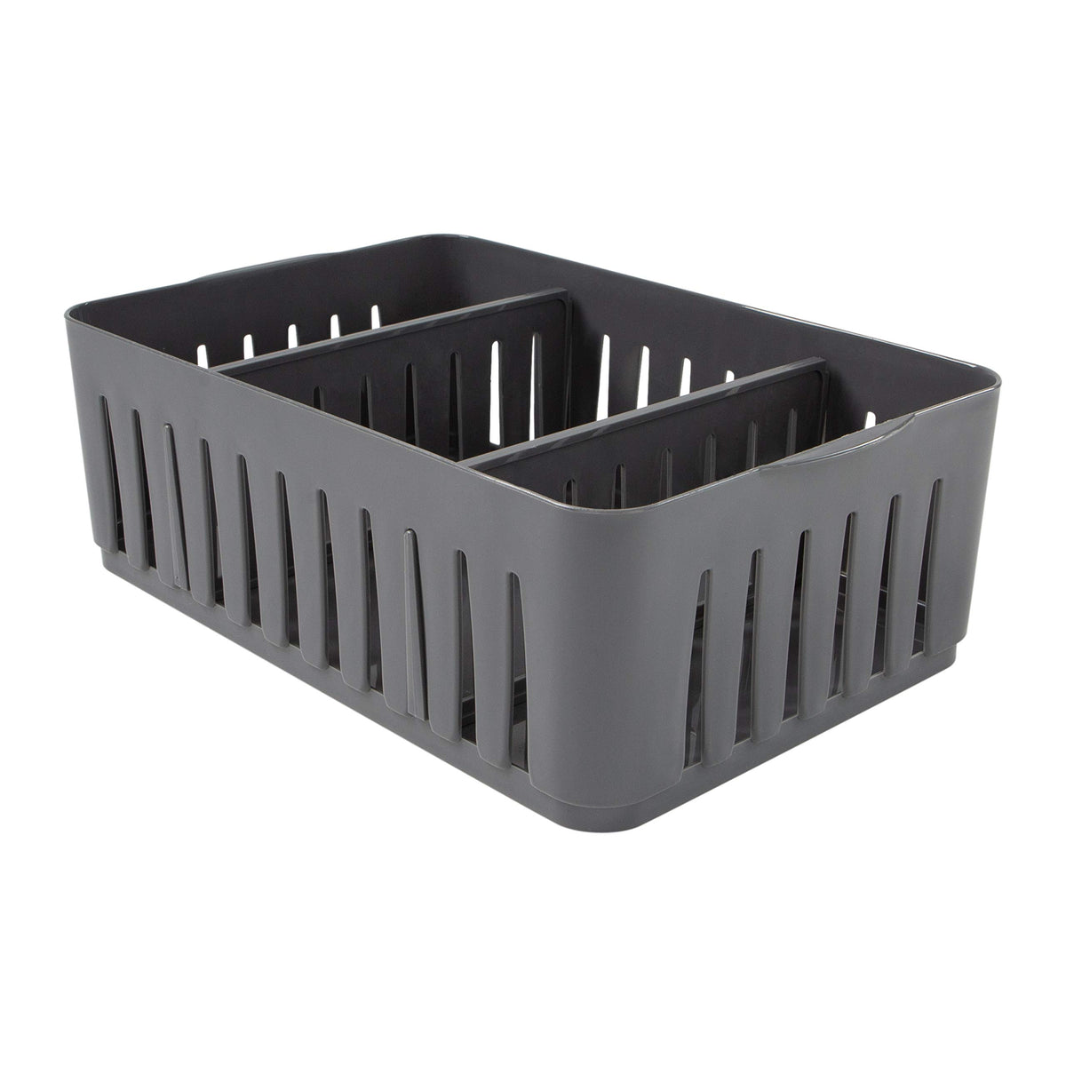 Simplify 4 Pack 3 Compartment Stackable Bin with Adjustable Dividers | Drawer Organizer | Storage Basket | Good for Office | Des