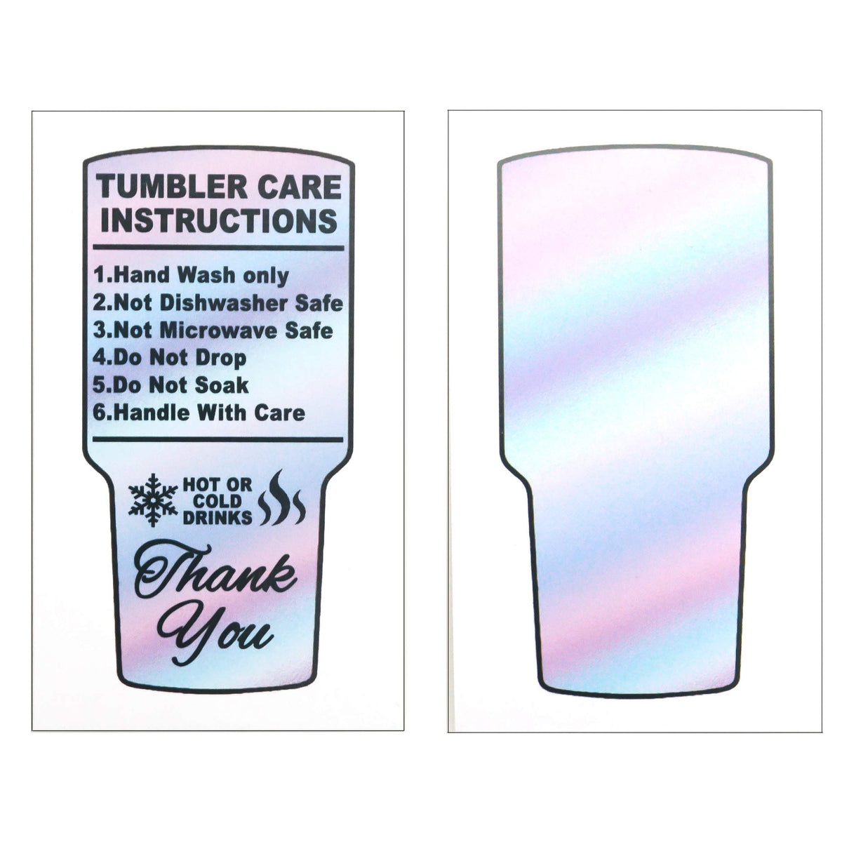 Flying Dragon 50 Tumbler Care Cards Cup Care Instructions Tumbler Care And Cleaning Cards Mug Care Instructions Rainbow
