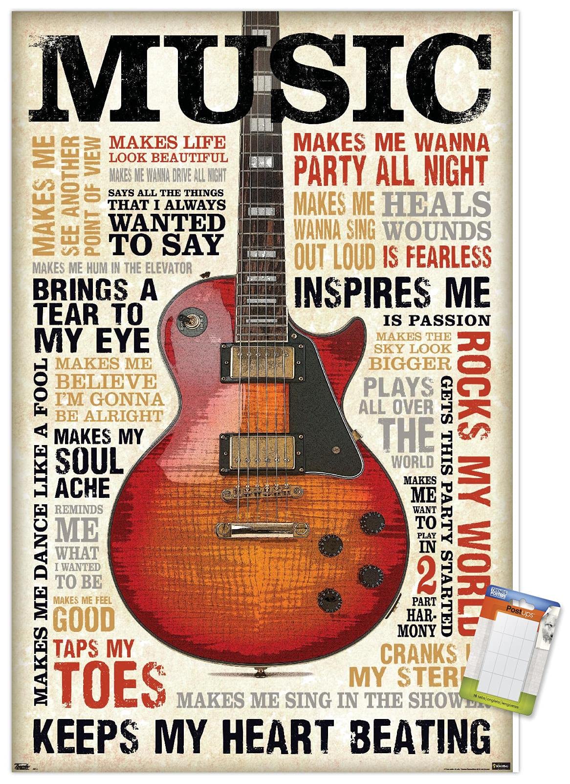 Trends International Music Inspires Me Wall Poster, 22.375'' X 34'', Poster & Mount Bundle