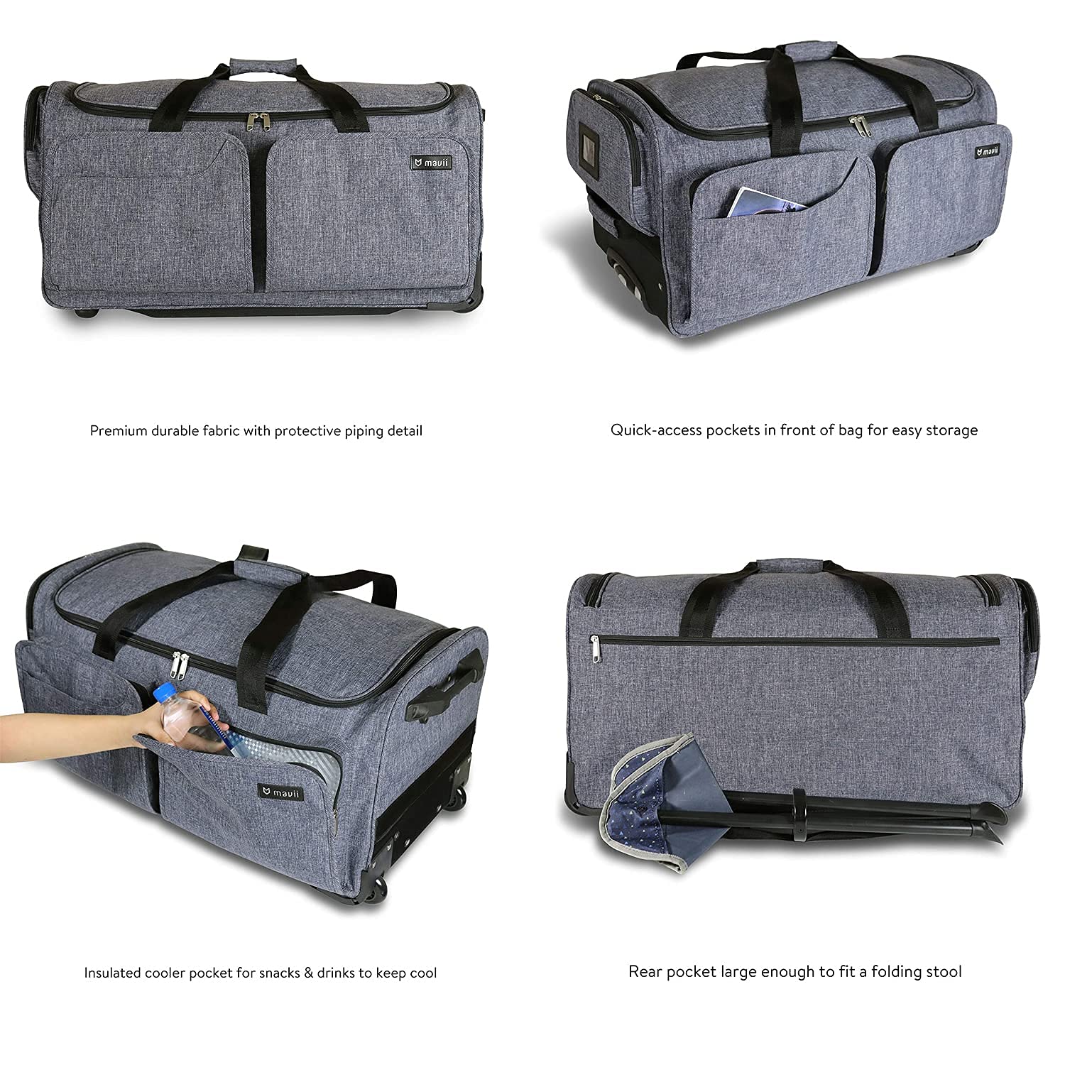 Mavii Garment Rack Duffel-Wheeled 28 Inch Collapsible Bag, Travel Costume Rack Rolling Upright Luggage, Grey