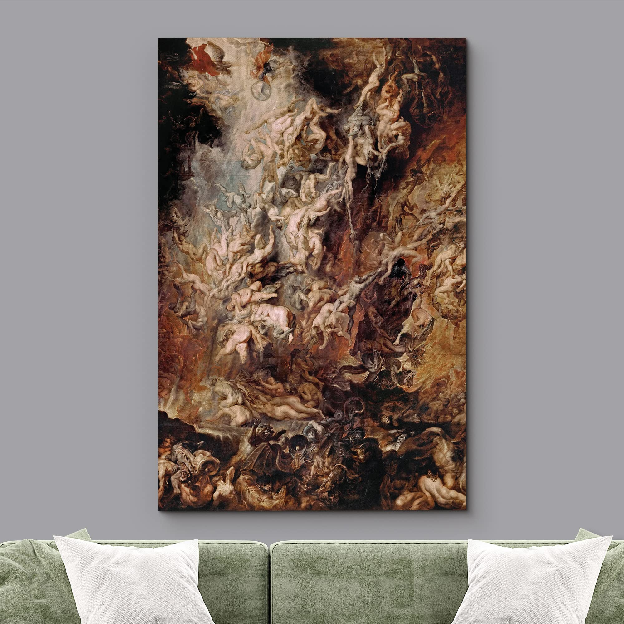 Wall26 - Oil Painting Of Fall Of The Rebel Angels By Peter Paul Rubens - Baroque Style - Hell, Heaven, Catholic, Christianity -