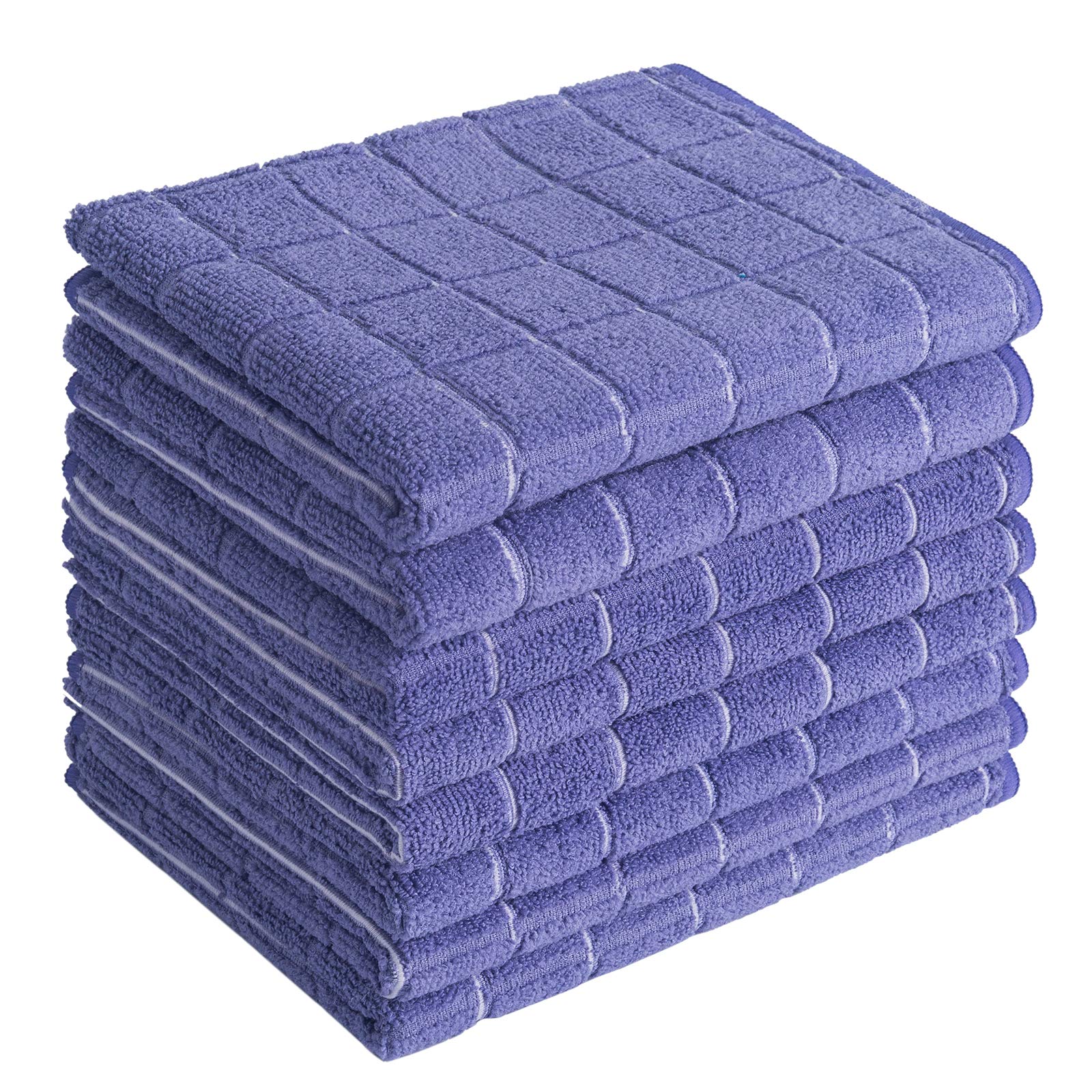 Microfiber Dish Towels - Soft, Super Absorbent and Lint Free Kitchen Towels - 8 Pack (Lattice Designed Purple Colors) - 26 x 18 