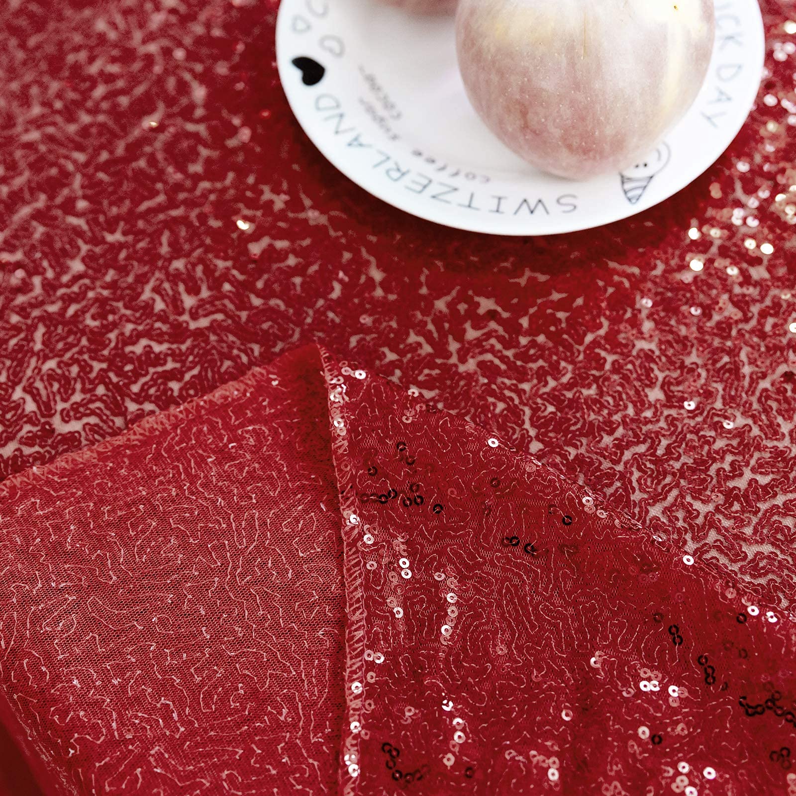 Jyflzq Burgundy Sequin Tablecloth 50 X 50 Square Sparkly Drape Table Cloths Table Cover Overlay For Wedding Birthday Party Baby
