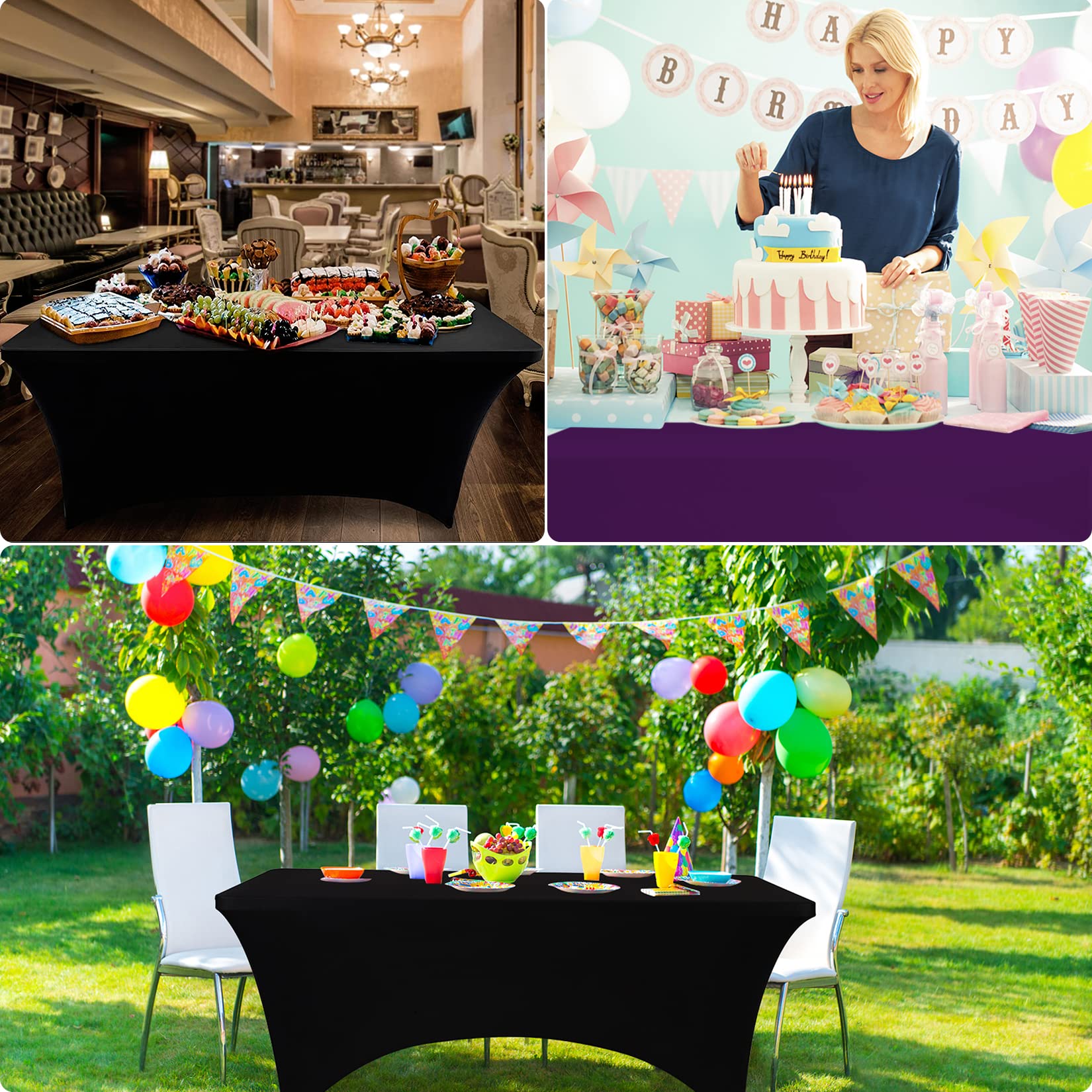 Bddc Table Covers For 8 Foot Tables, Spandex Table Covers 8Ft, Gold Table Cloths Rectangle 8Ft For Events, Wedding, Banquets & P