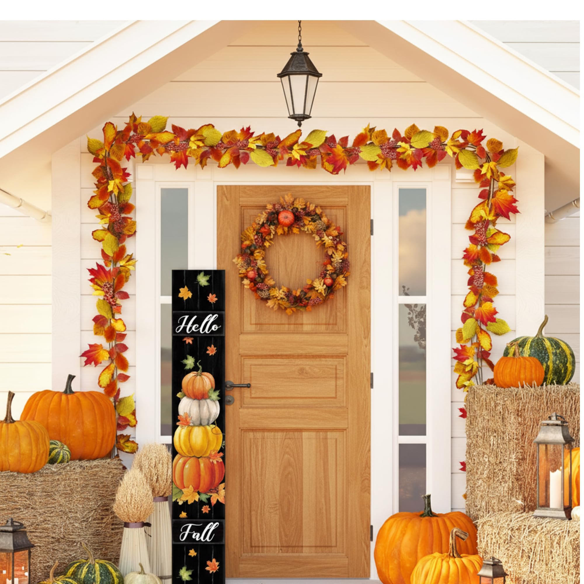 Threehoney Thanksgiving Welcome Sign 47 Large Fall Front Porch Decor Pumpkin Wooden Porch Sign Rustic Farmhouse Standing Hanging