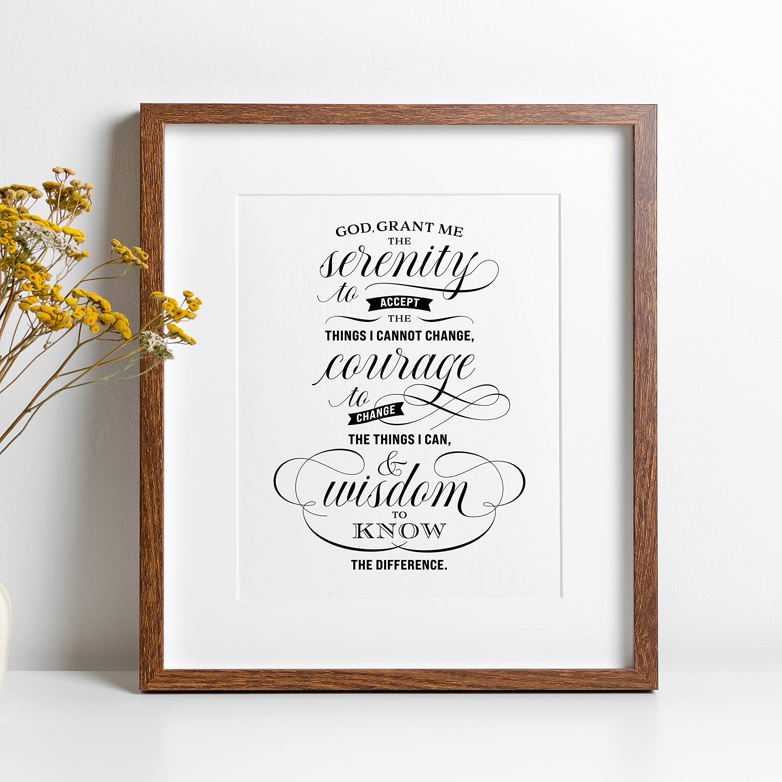 Scriptionery Serenity Prayer Wall Art - Unframed 11X14 Christian Home Decor, Black And White Calligraphy, Inspirational Wall Dec
