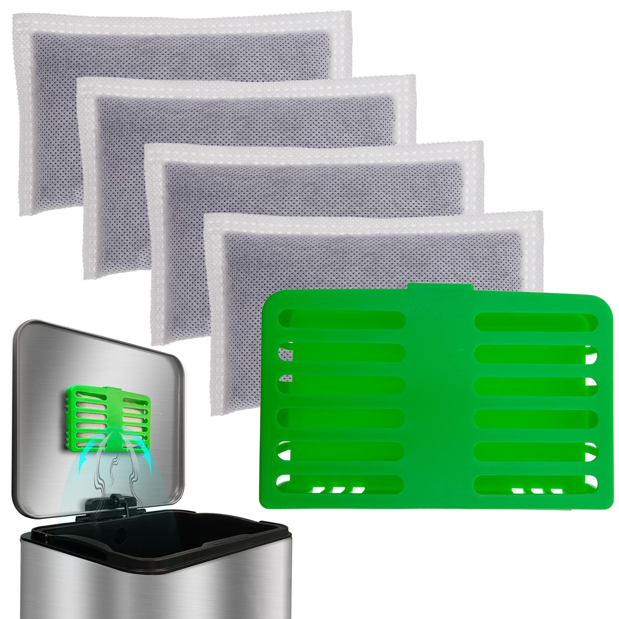 Activated Charcoal Odor Absorbing Filter Refill Deodorizer Compatible With Itouchless Trash Cans 8 Gallon And Larger (4 Large Fi