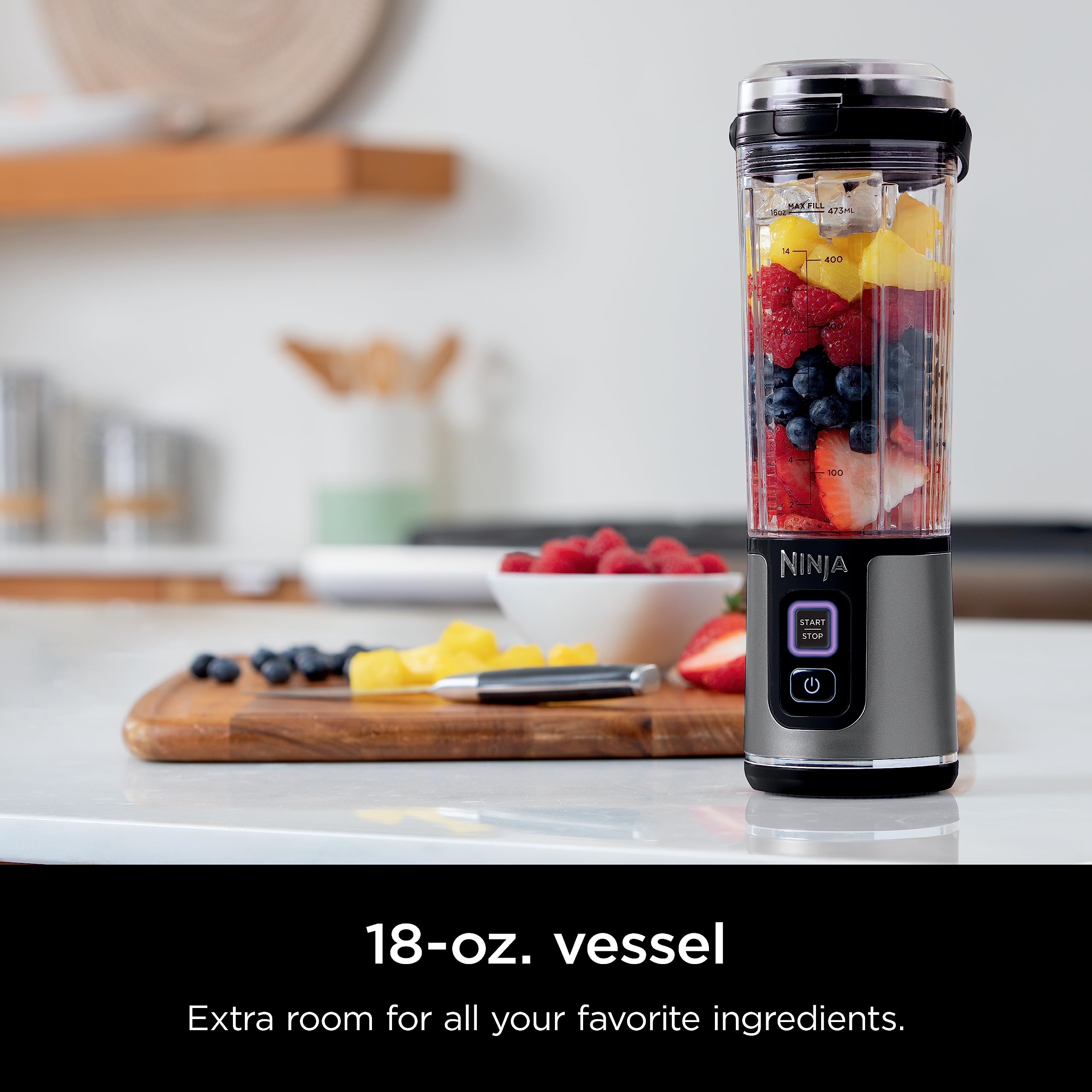 Ninja Bc151Bk Blast Portable Blender, Cordless, 18Oz. Vessel, Personal Blender-For Shakes & Smoothies, Bpa Free, Leakproof-Lid &