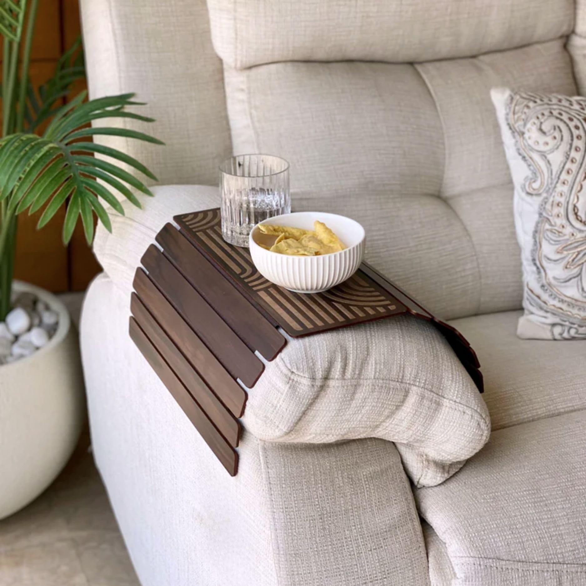 Mason Home Rio Sofa Armrest Tray - Dark Brown | Engineered Wood | Dining Tray | Home - Office - Living Room - Bed Room | Caf & H
