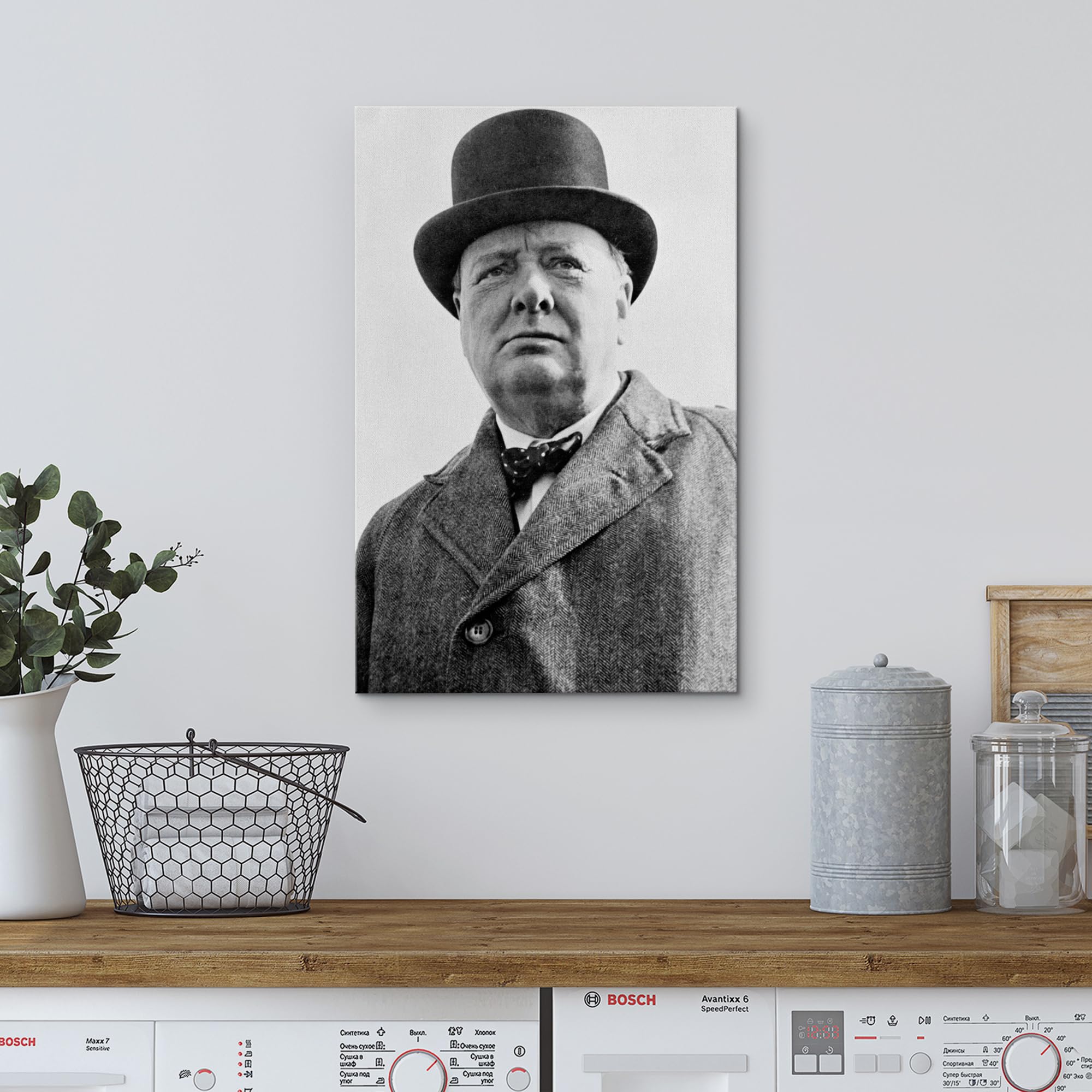 Wall26 Canvas Print Wall Art Portrait Winston Churchill People Pop Culture Historical Realism Famous Closeup Colorful Multicolor
