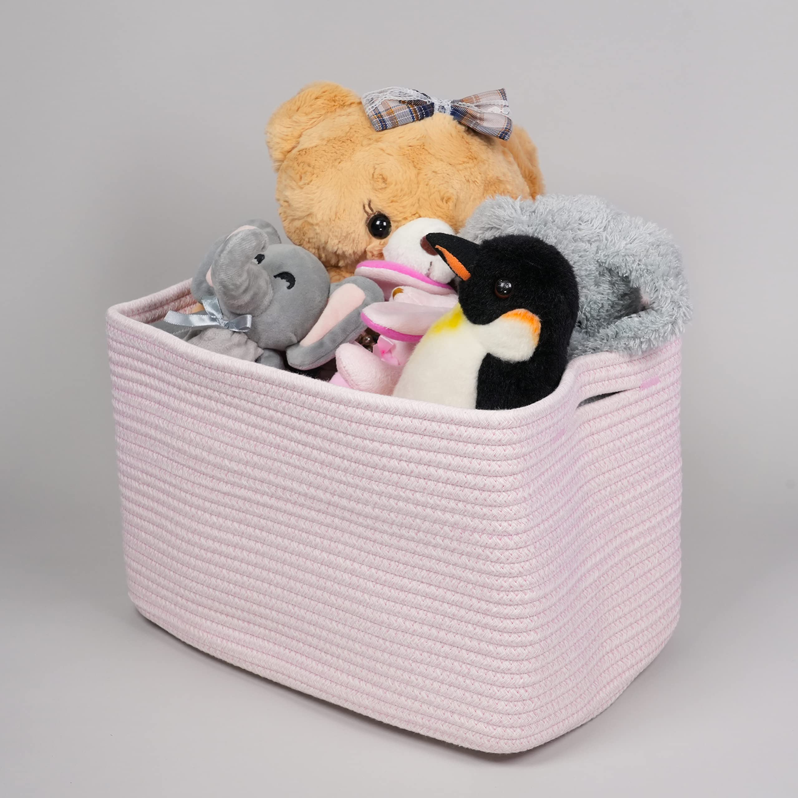 Xuanguo Cotton Rope Storage Basket Bins Woven Basket For Organizing Shelves Rectangle Decorative Baskets For Storage Clothes Toy