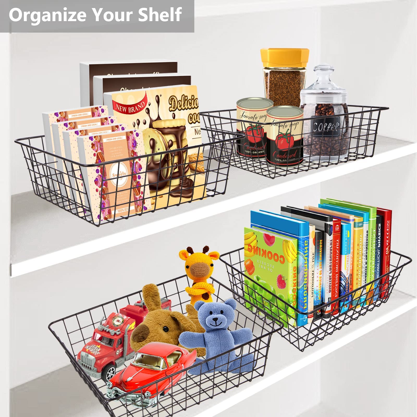 Pantry Baskets Pantry Organization And Storage 4 Pack Large Wire Baskets For Organizing Pantry Storage Bins Wire Basket For Stor