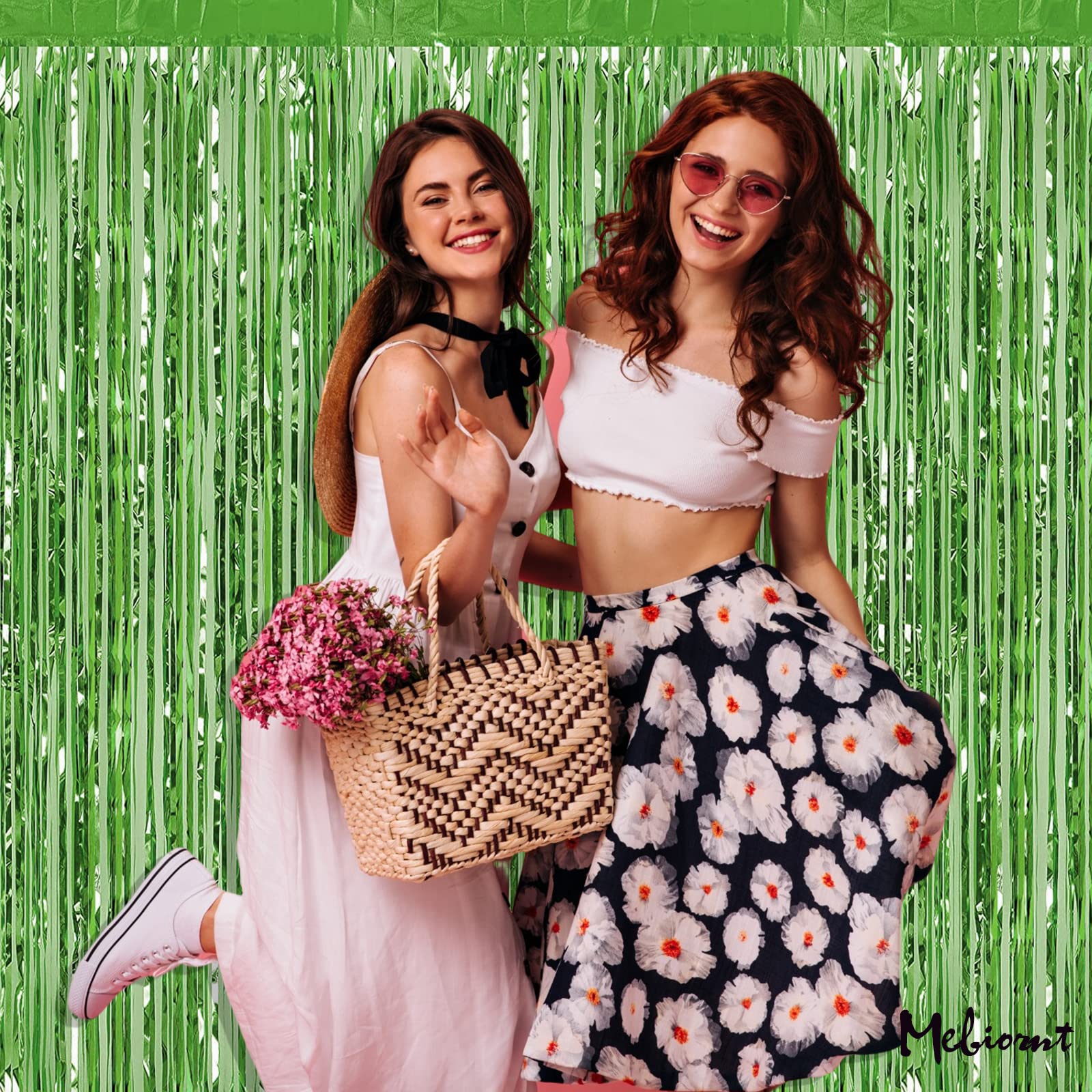 4 Pack Light Green Fringe Curtain Backdrop  3.2Ft x 9.8Ft Metallic Tinsel Foil Fringe Streamers Curtains Background for Photo Booth Birthday Wedding Baby Shower Party Thanksgiving Christmas Decoration