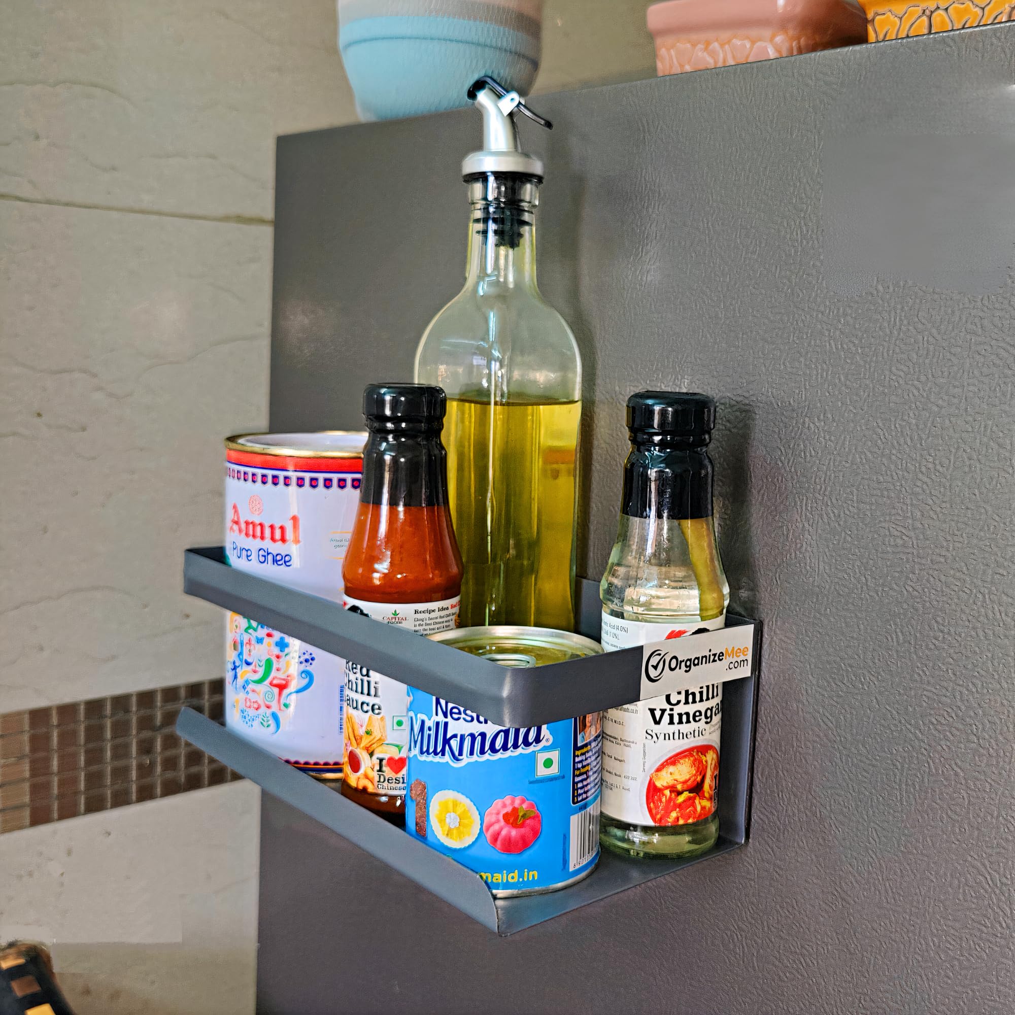 OrganizeMee Kitchen Organizer Storage Spice Magnetic Rack, Decorate Your Fridge,Washing Machine & Microwave Oven with Magnetic M
