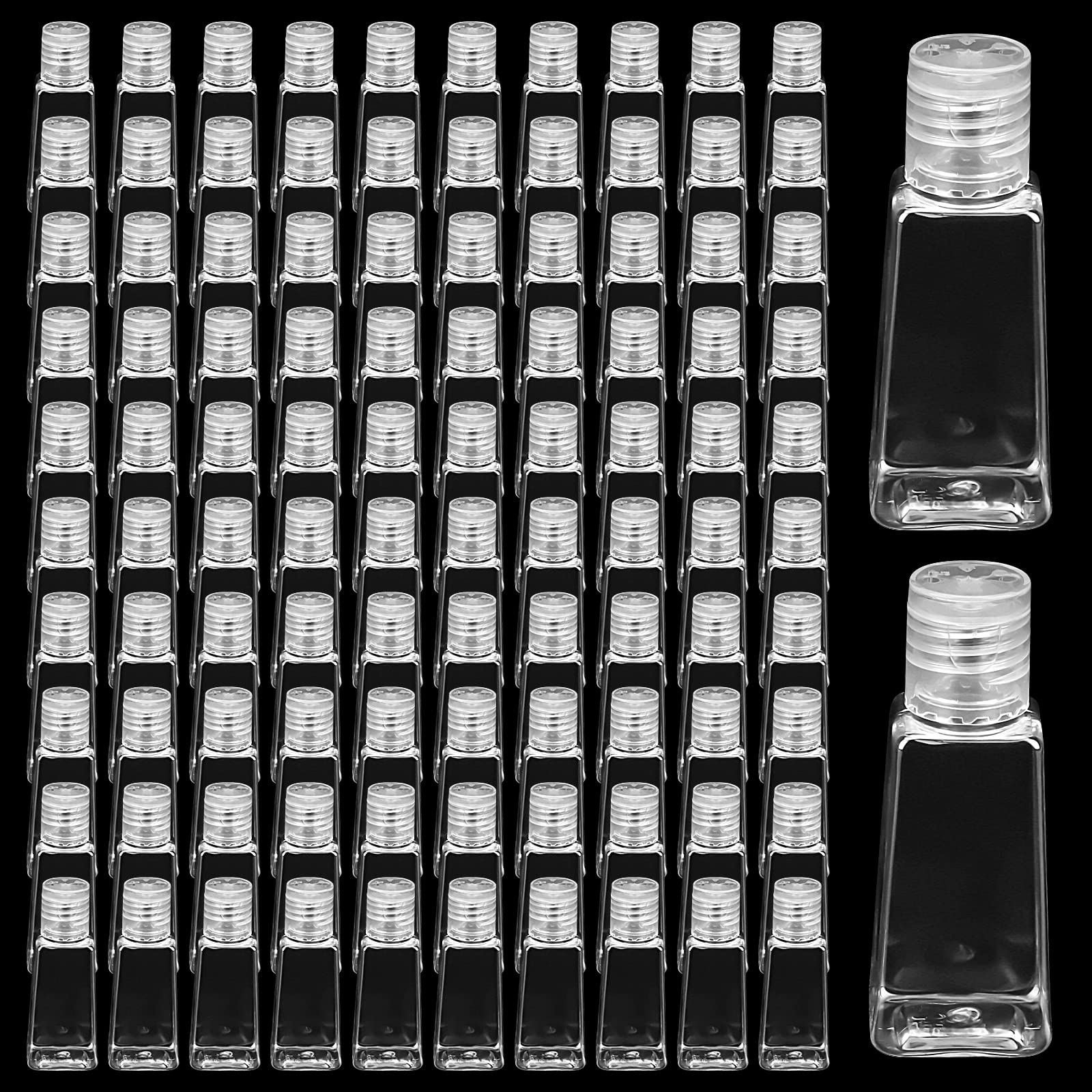 Soujap 100 Pcs 30Ml /1Oz Empty Bottles With Flip Caps, Plastic Flip Cap Bottles, Clear Travel Refillable Containers For Water, L