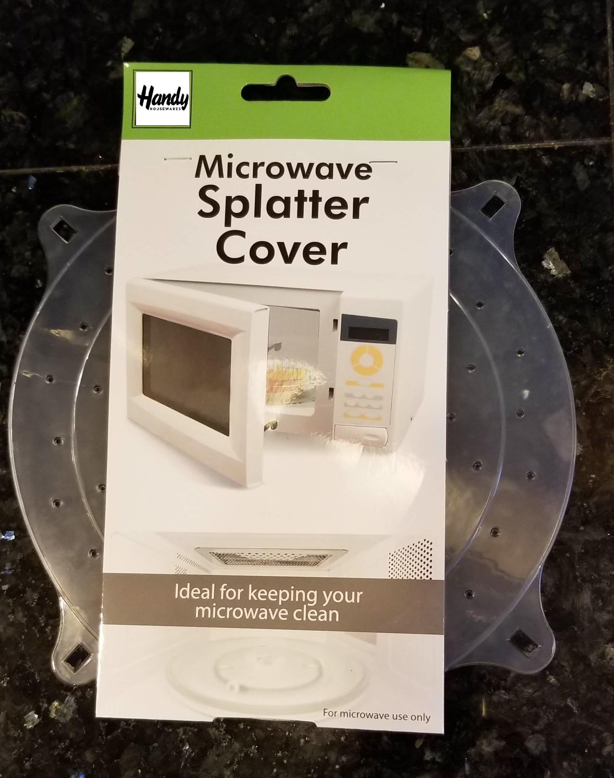 Handy Housewares 10'' Round Vented Microwave Splatter Guard Food Bowl Cover - Helps Keep Your Microwave Clean (1-Pack)