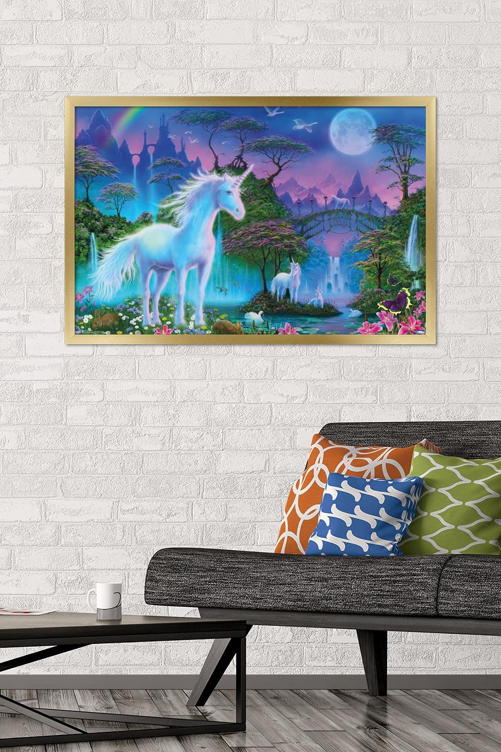 Trends International Unicorn Meadow Wall Poster, 22.375'' X 34'', Gold Framed Version