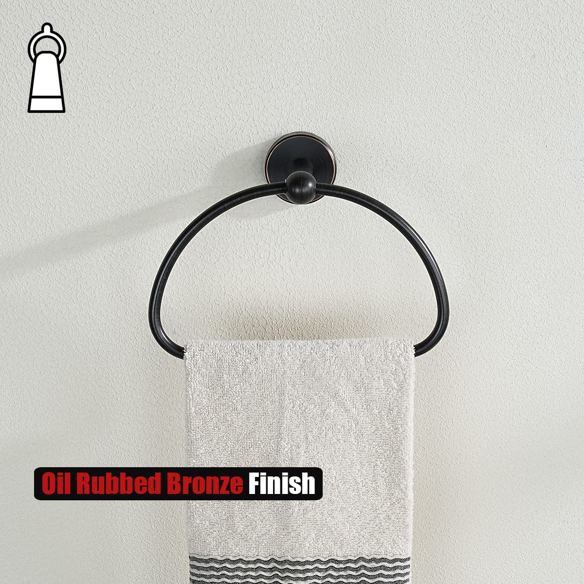JQK Towel Ring Oil Rubbed Bronze  Stainless Steel Half Ring Towel Holder for Bathroom  7 Inch ORB Wall Mount  TR160-ORB