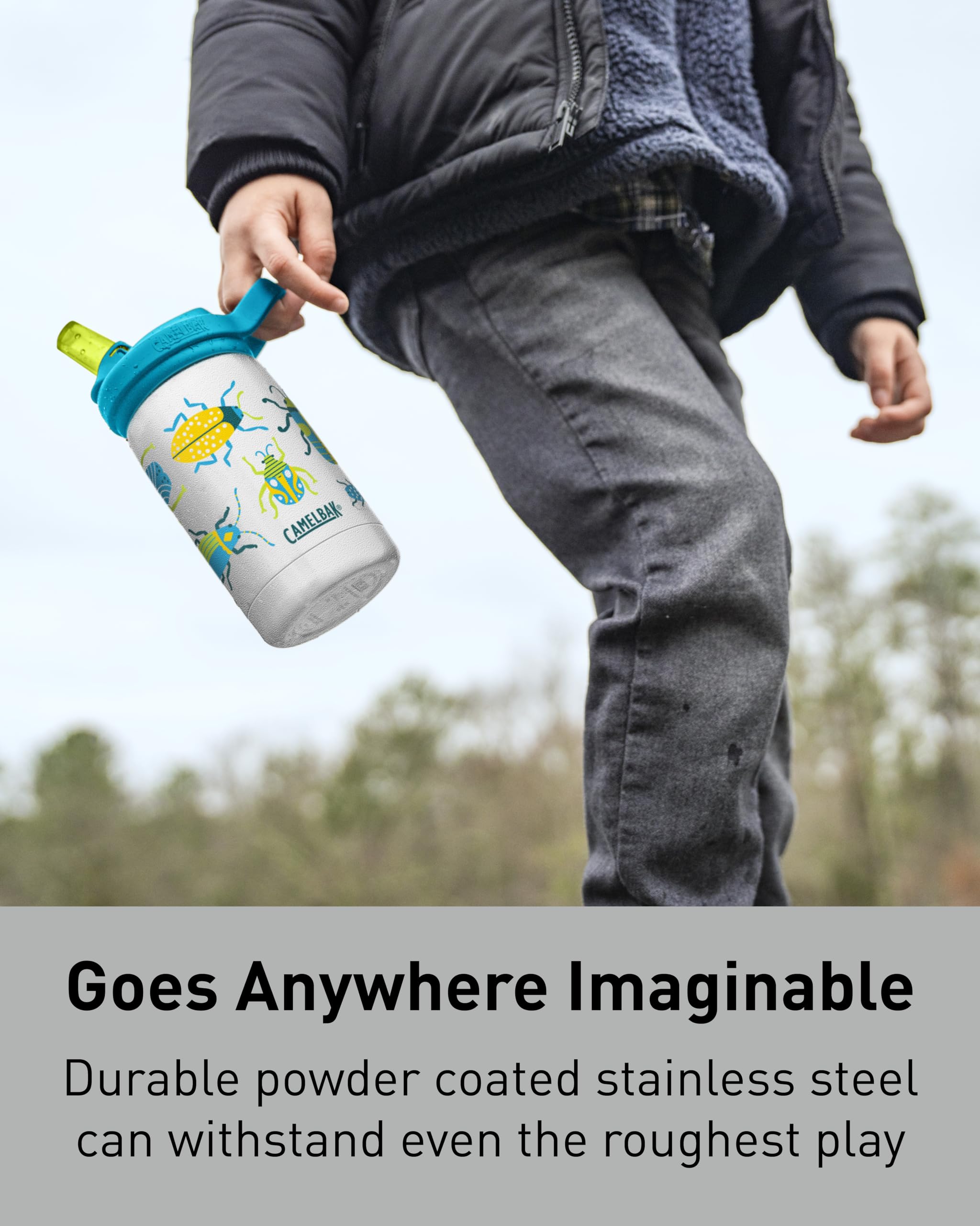 Camelbak Eddy+ Kids Water Bottle With Straw, Insulated Stainless Steel - Leak-Proof When Closed, 12Oz, Biking Dogs