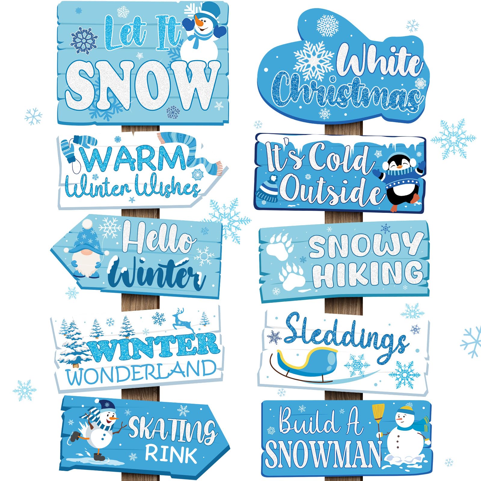 20 Pieces Winter Wonderland Christmas Decorations Let It Snow Winter Party Signs Blue Winter Wonderland Decorations Frozen Party