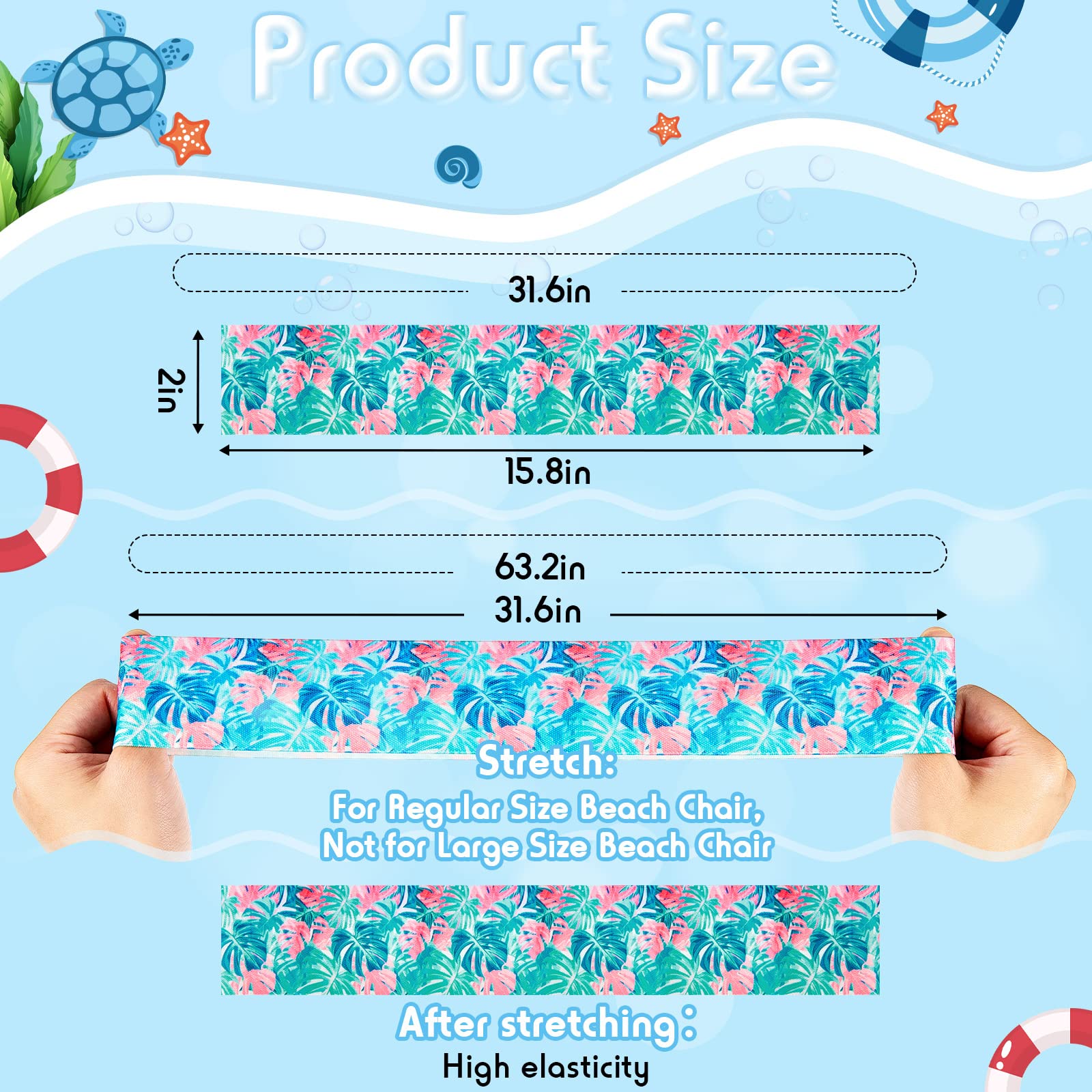 Boao 8 Pack Large Towel Bands For Beach Chairs 15.75 X 1.97 Inch Cruise Towel Clips For Lounge Beach Pool Chairs Towel Strap Hol