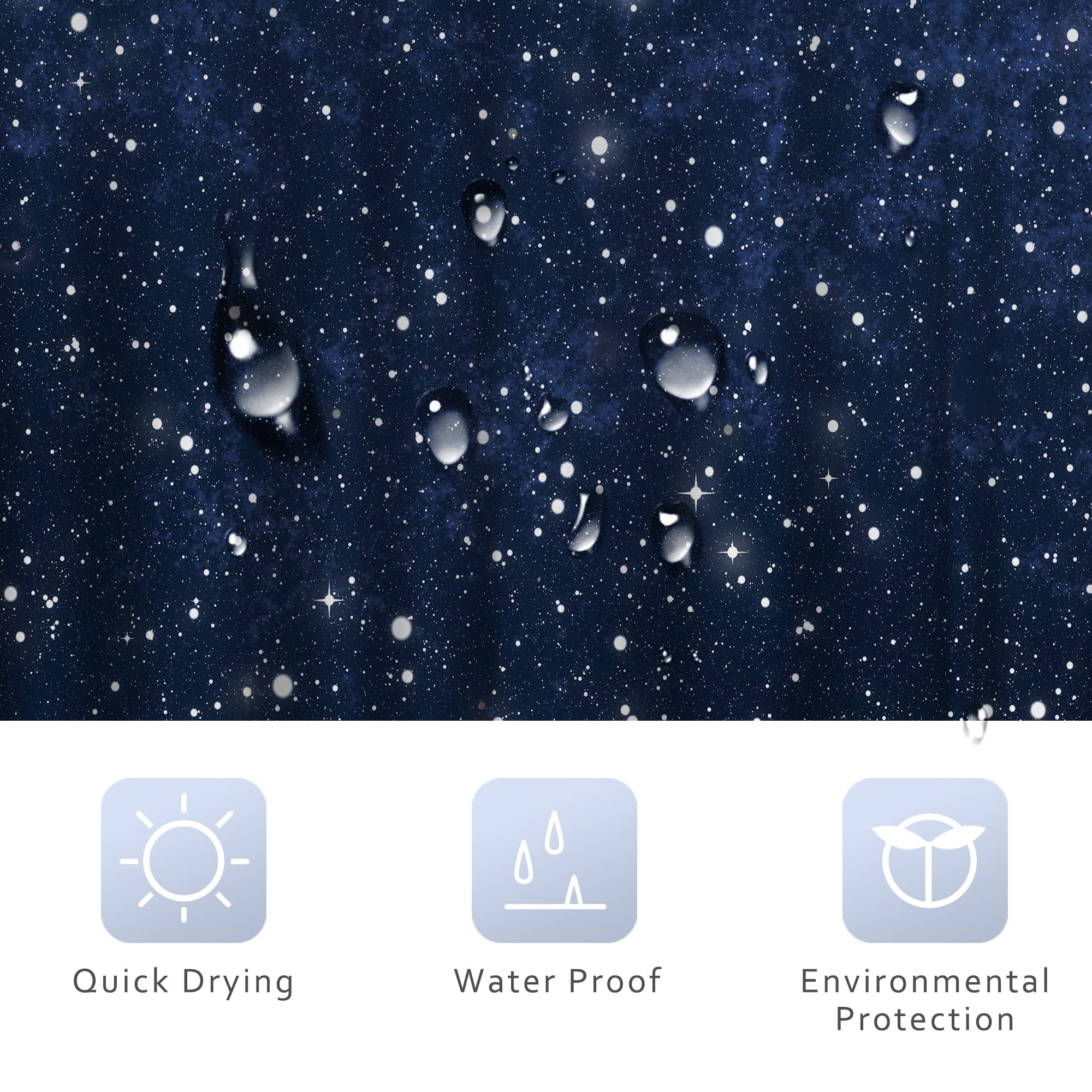 Riyidecor Night Sky Space Shower Curtain (No Glitter) Star Bathroom Decor 72Wx72H Inch Backdrop Dark Blue Cosmic Starry Fantasy