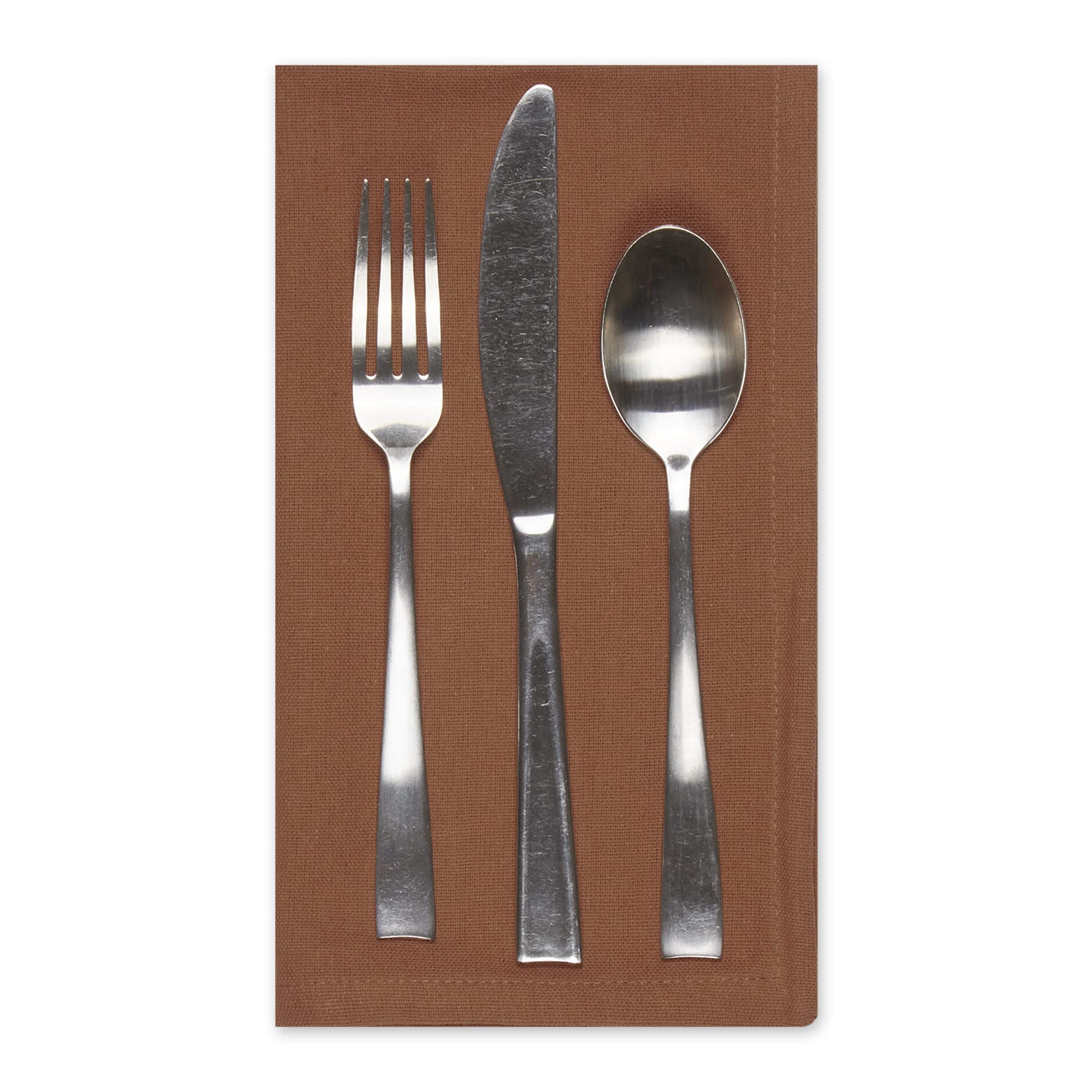 LEATHER BROWN SOLID NAPKIN SET/6