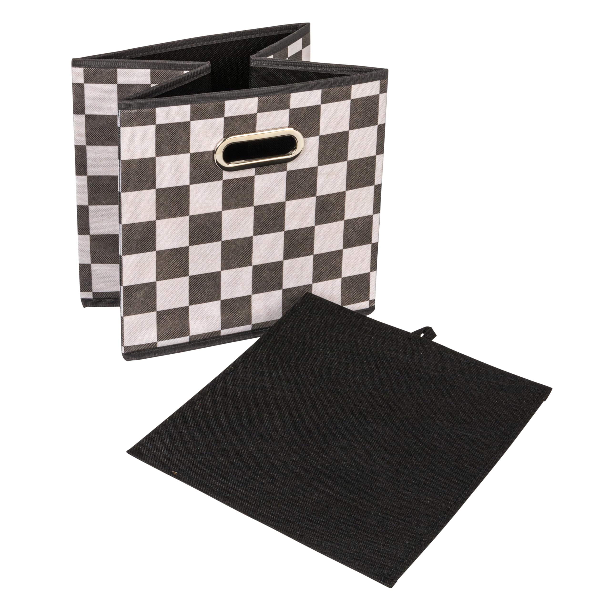 Household Essentials Square Storage Bin, Checkerboard White And Black