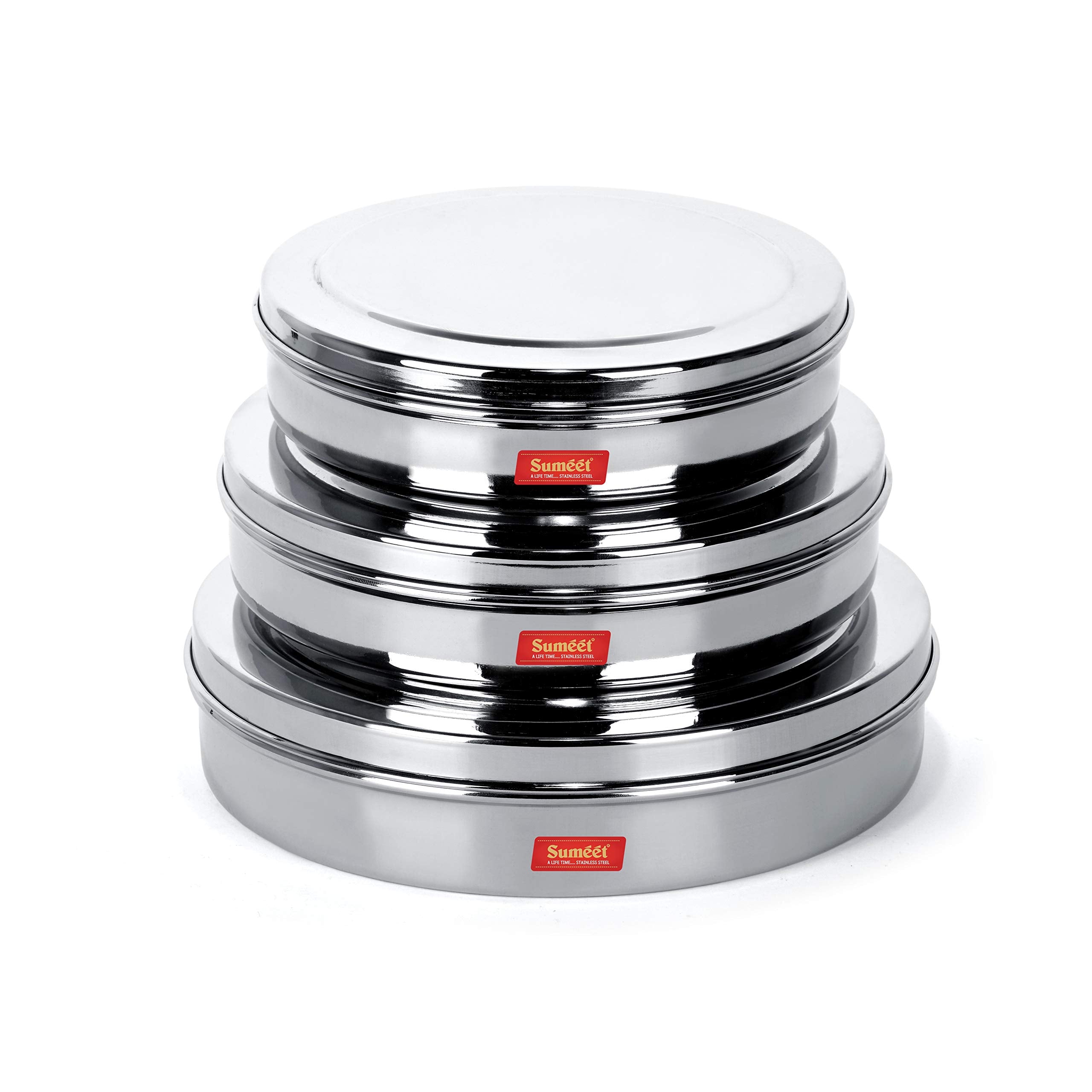 Sumeet Stainless Steel Flat Canisters Containers Set  700 900  1200 ml