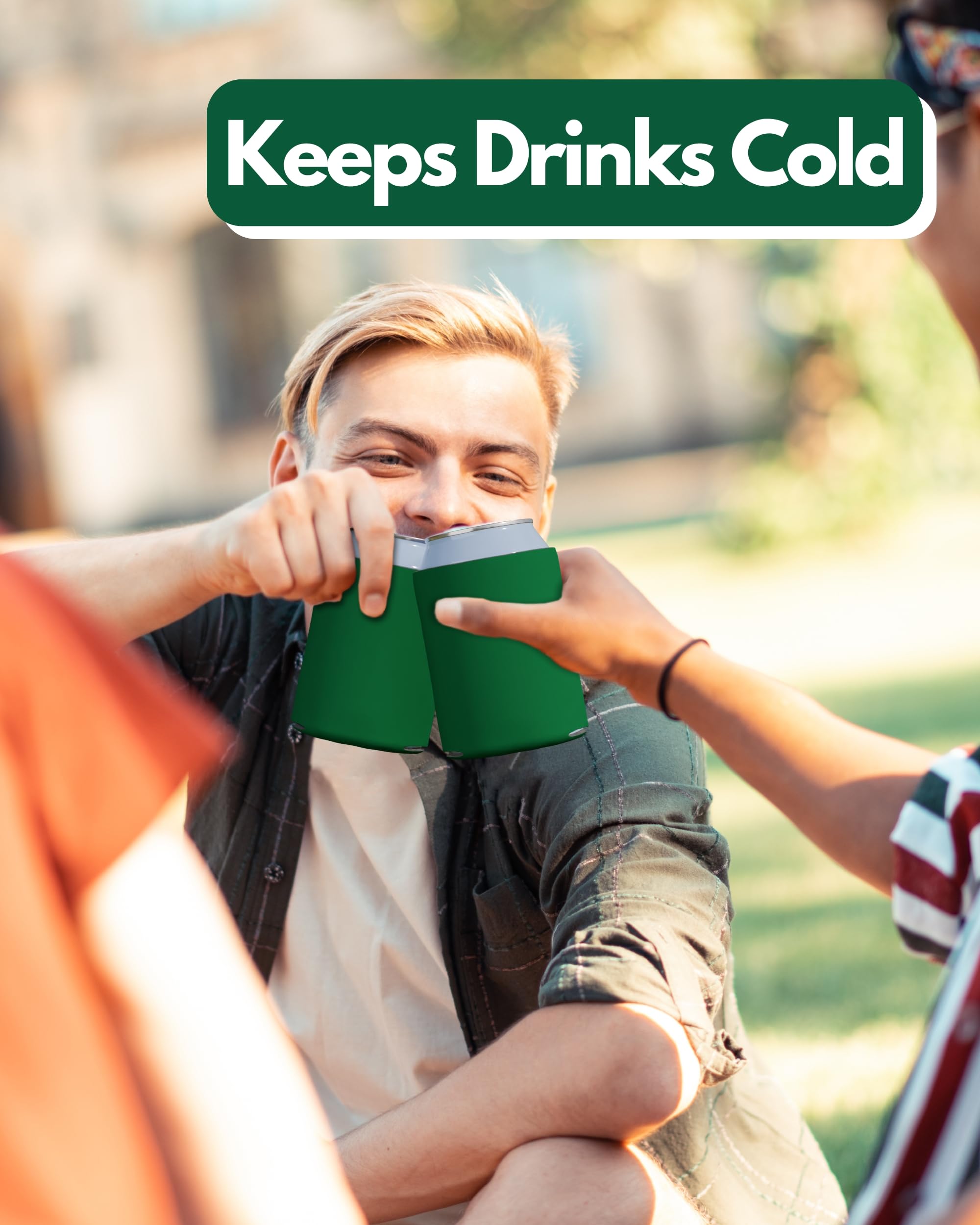 Partyprints Kelly Green Blank Can Sleeves - Collapsible Can Coolers - Bulk Diy, Wedding, Bachelorette Party - 100 Pack