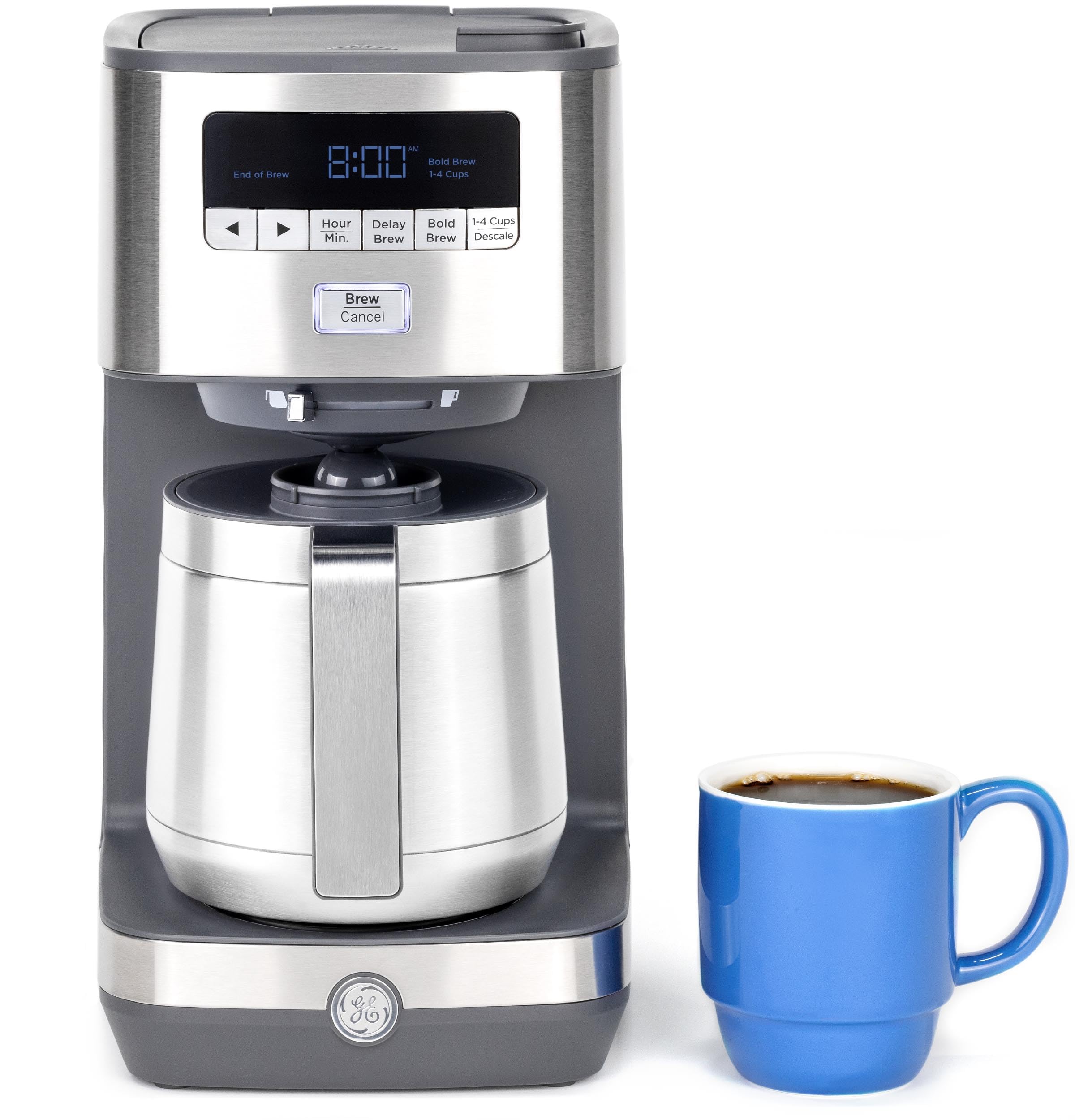 Ge Drip Coffee Maker With Timer | 10-Cup Thermal Carafe Pot Keeps Coffee Warm For 2 Hours | Adjustable Brew Strength | Wide Show