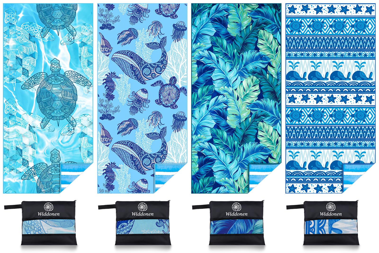 4 Pack Microfiber Lightweight Beach Towel Sand Free Quick Dry Absorbent Thin Compact Towels For Swimming Pool Camping Beach Acce