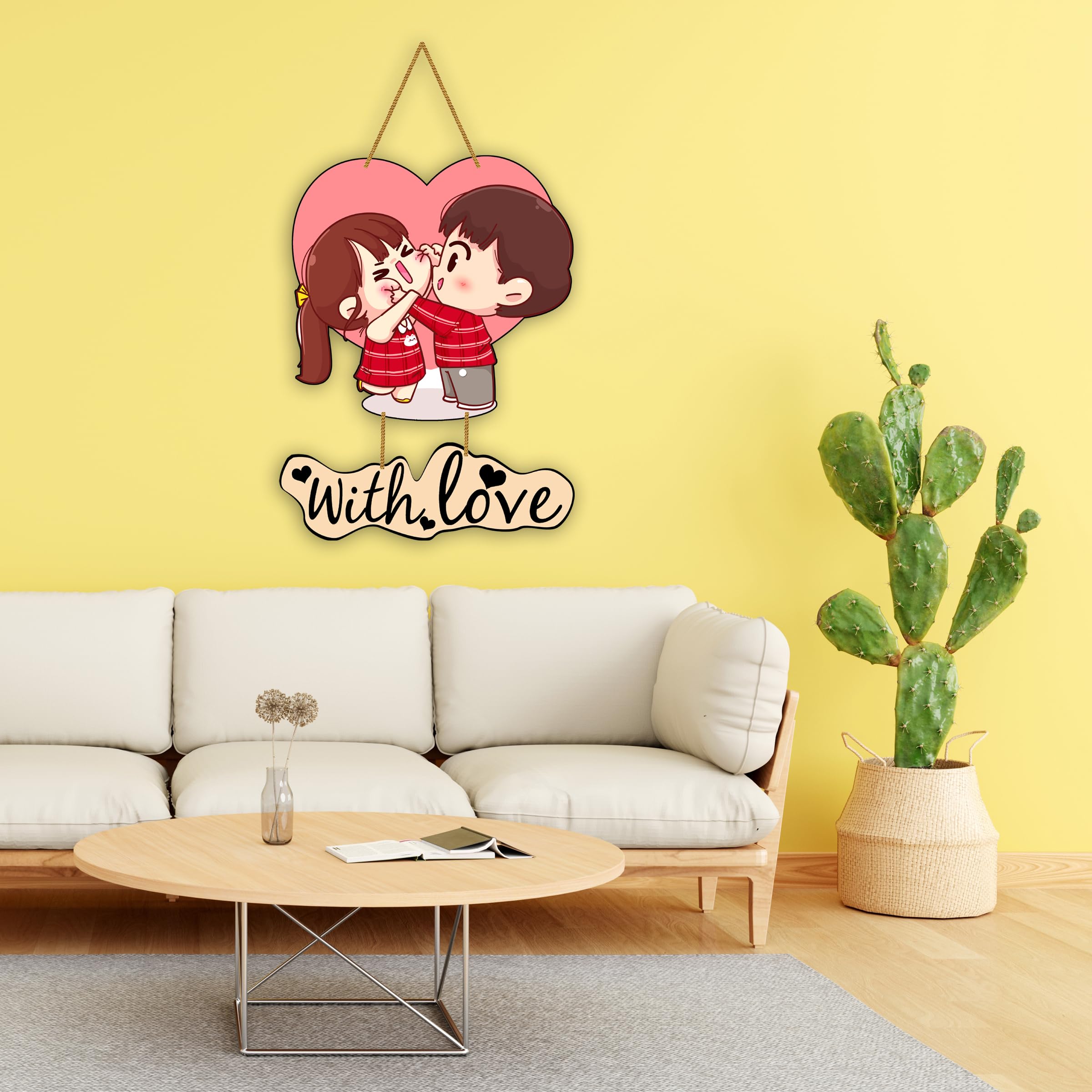 Shri Kanth Art Wooden Valentine Wall Hanging |Wall Hanger for HomeDecor Item | Wall Art With Love | Home Decor Couple Wall Art I