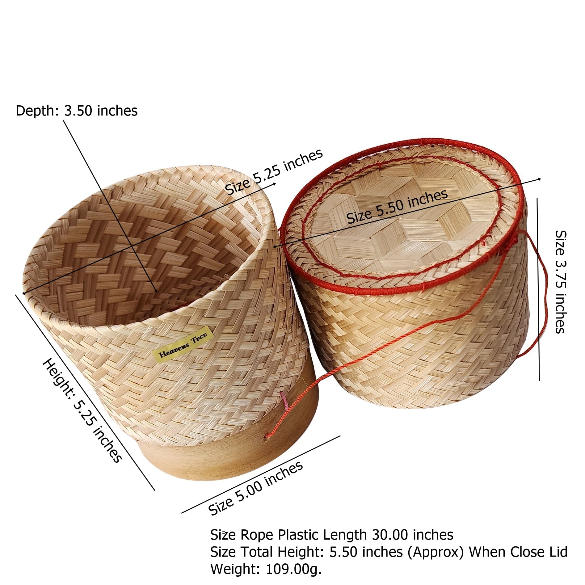 Sticky Rice Basket Kratip Container Thai Serving Bowl Bamboo Thai Laos Traditional Weave Wickerwork Serving Travel After Keep Wa