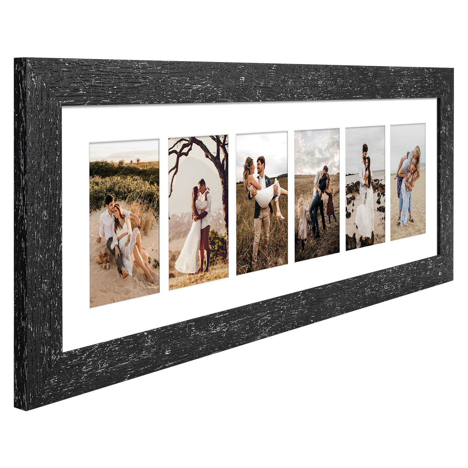 Gaevuian 8x26 Picture Frame Display 6 opening 4X6 Picture Frame Collage,Multi Photo Frame with Mat,Plexiglass,Wall or Tabletop D